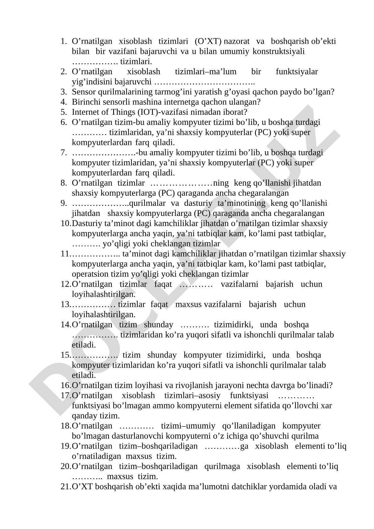 O'rnatilgan xisoblash tizimlari (O'XT)