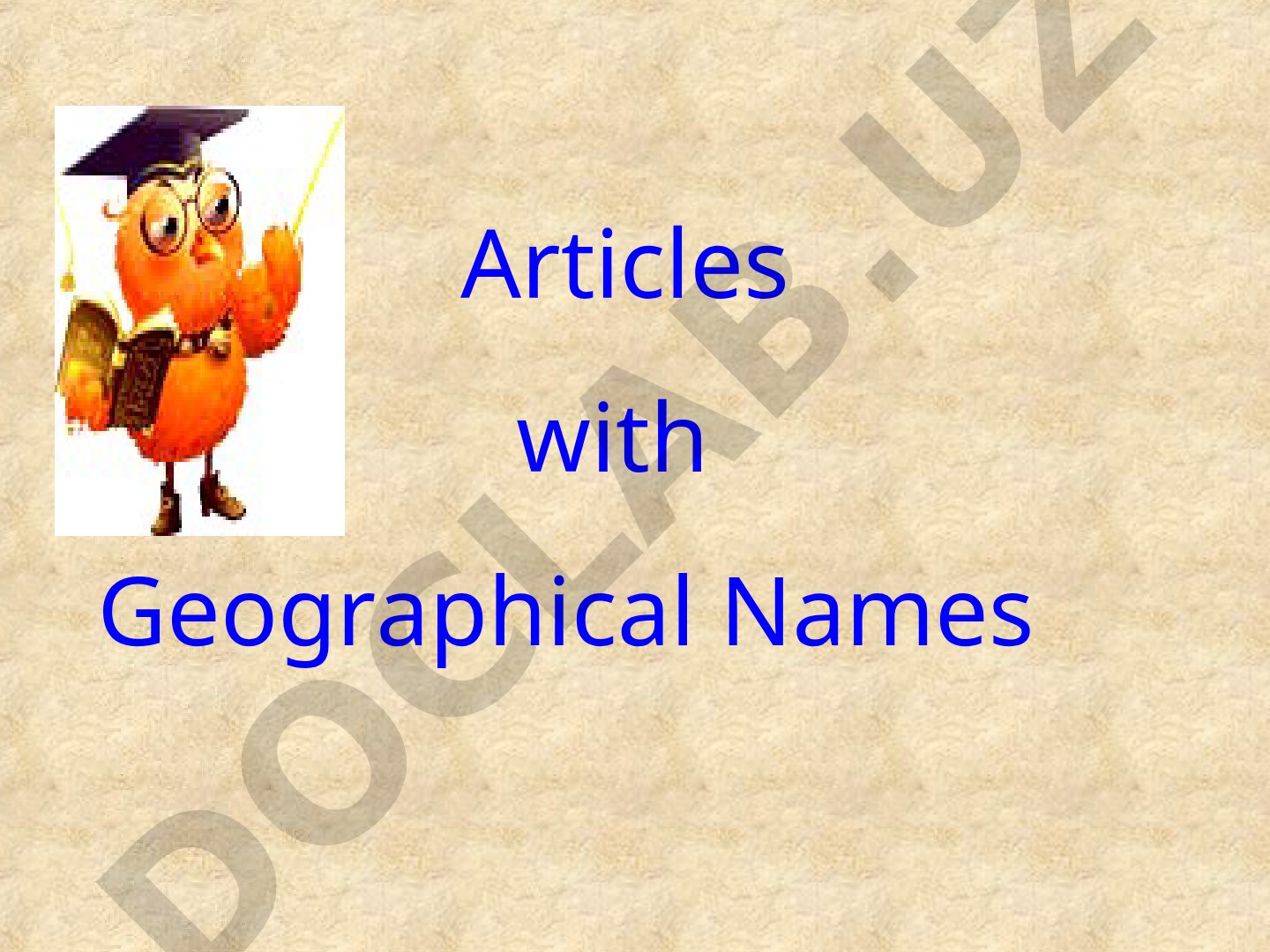 Articles with Geographical Names