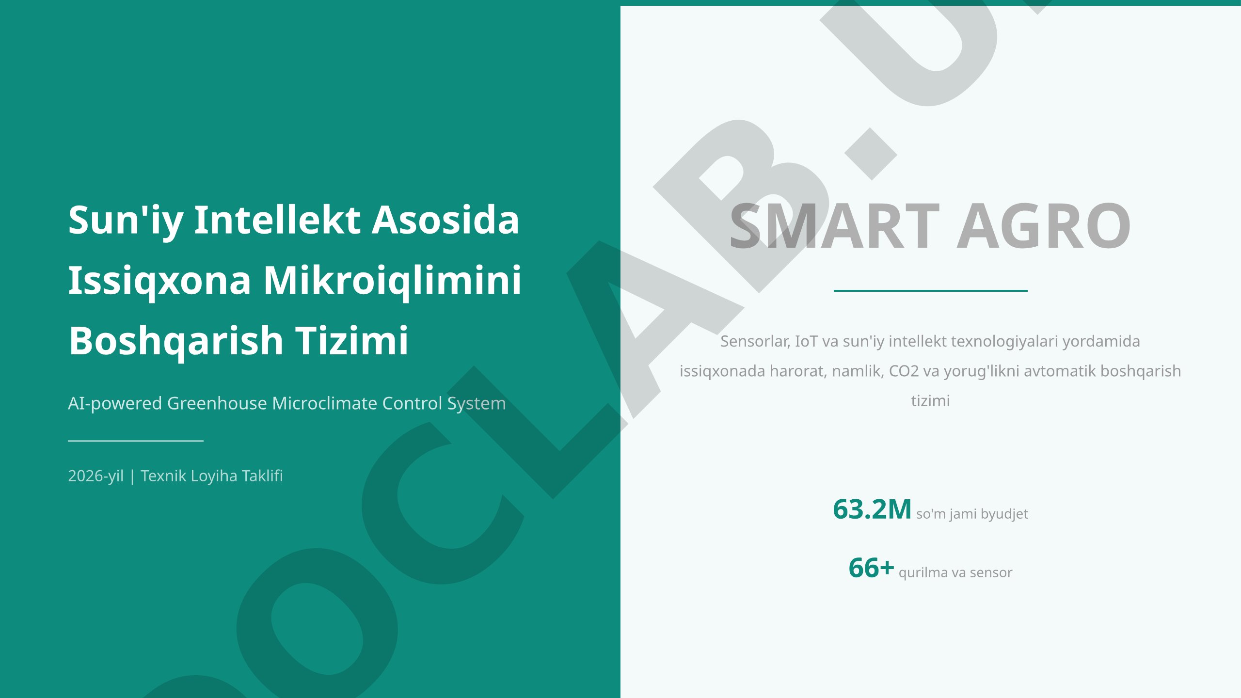 Sun'iy Intellekt Asosida Issiqxona Mikroiqlimini Boshqarish Tizimi