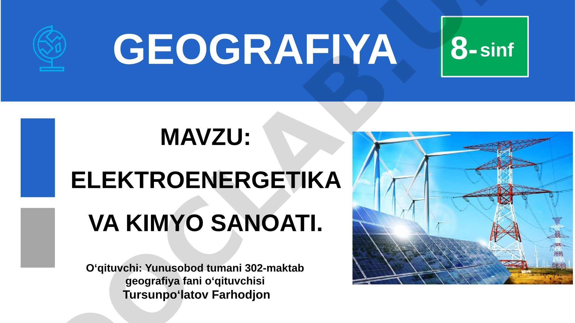 ELEKTROENERGETIKA VA KIMYO SANOATI