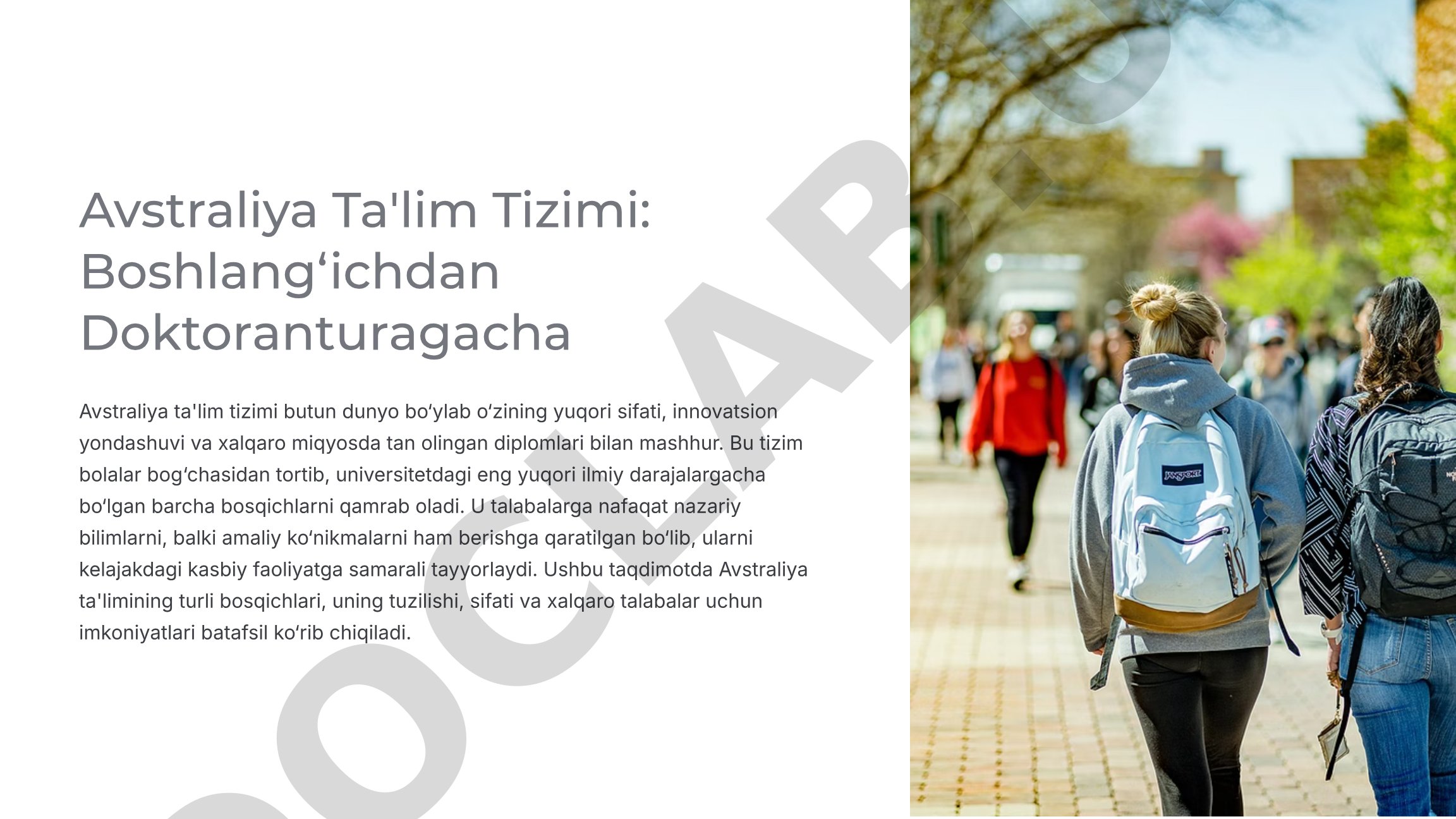 Avstraliya Ta'lim Tizimi: Boshlang‘ichdan Doktoranturagacha