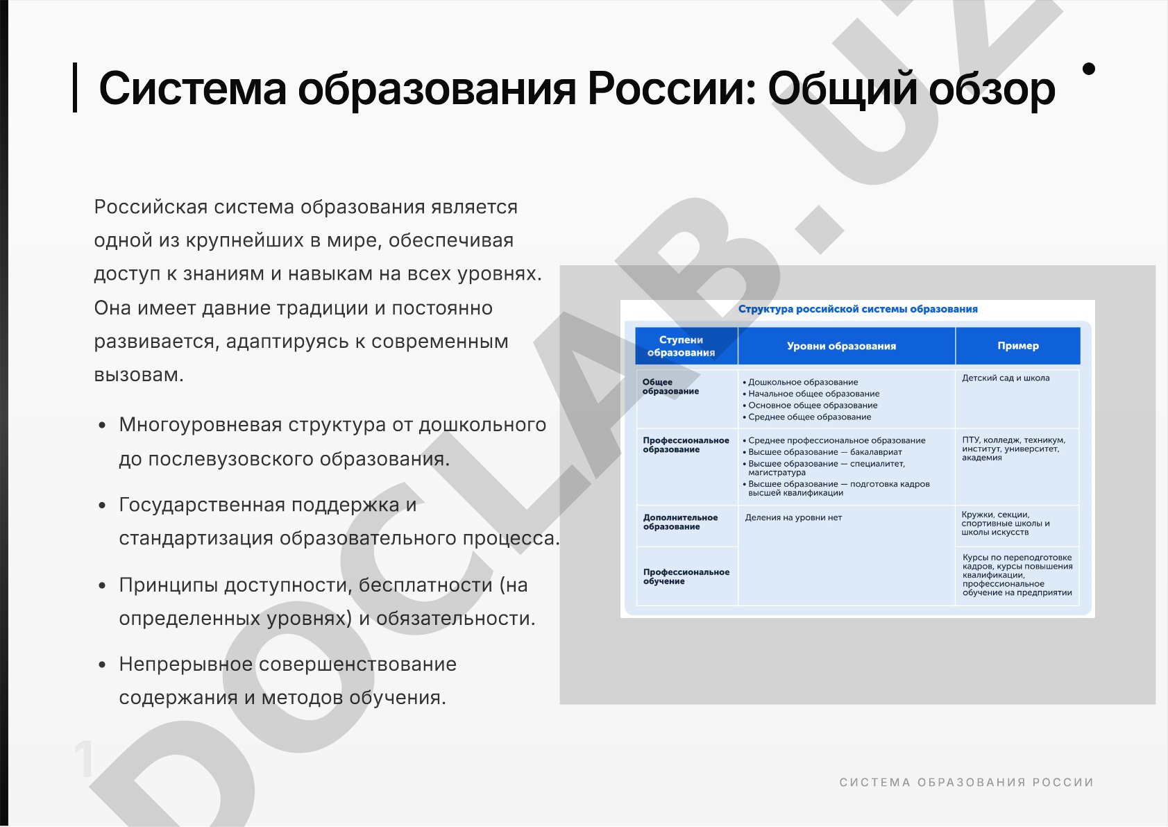 Система образования России: Общий обзор