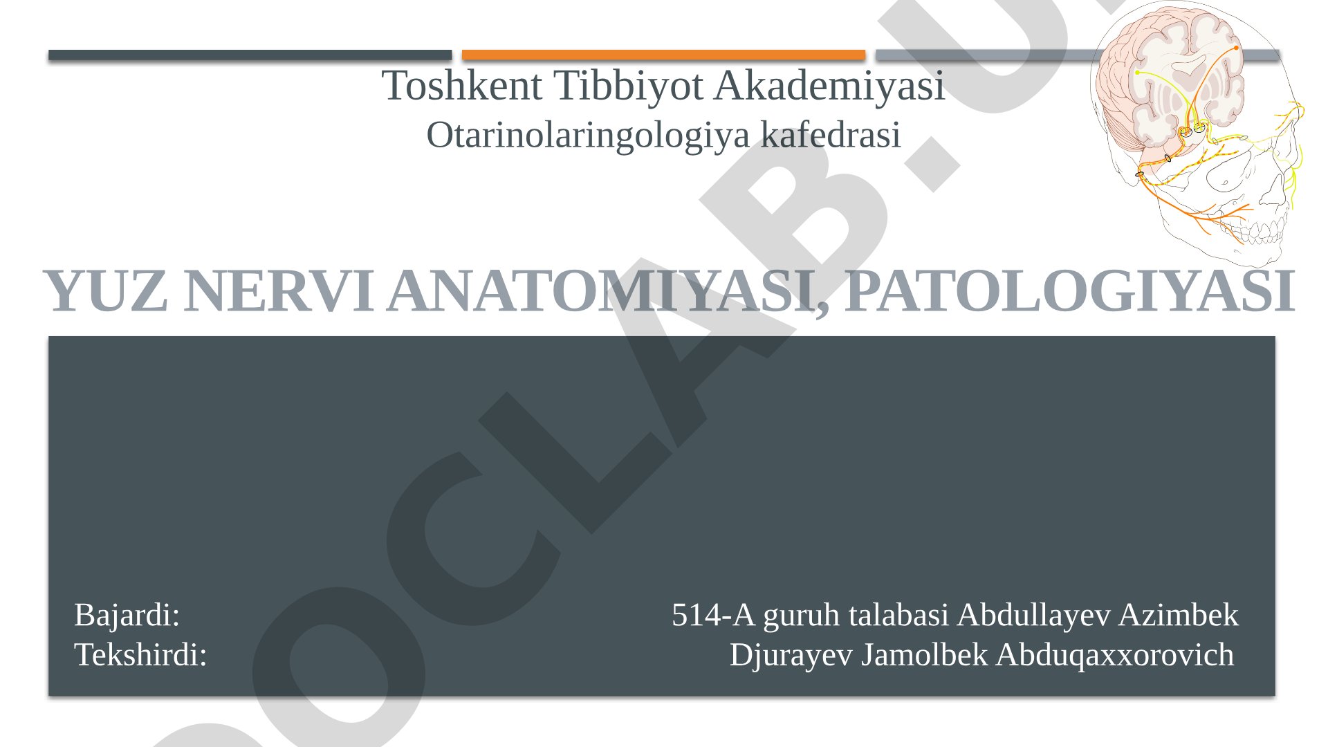 Yuz nervi anatomiyasi, patologiyasi