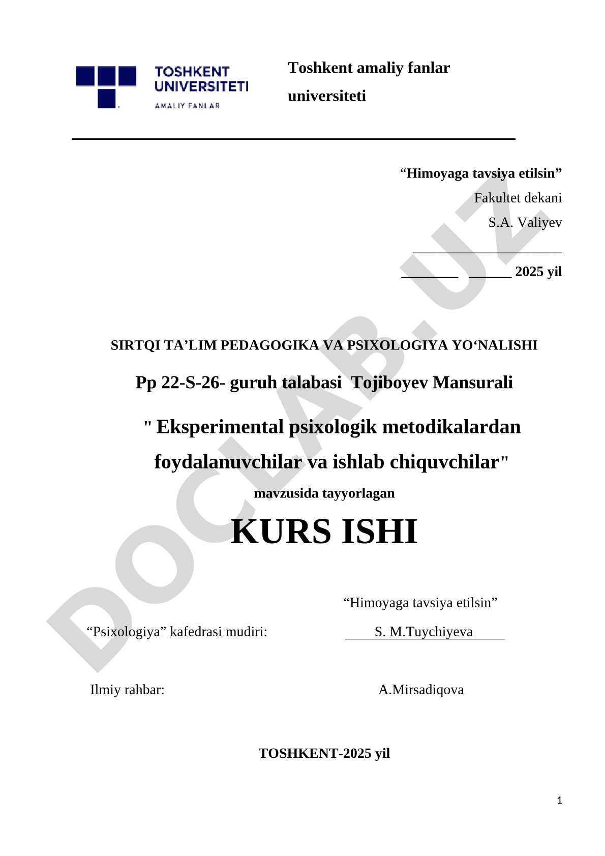 Eksperimental psixologik metodikalardan foydalanuvchilar va ishlab chiquvchilar