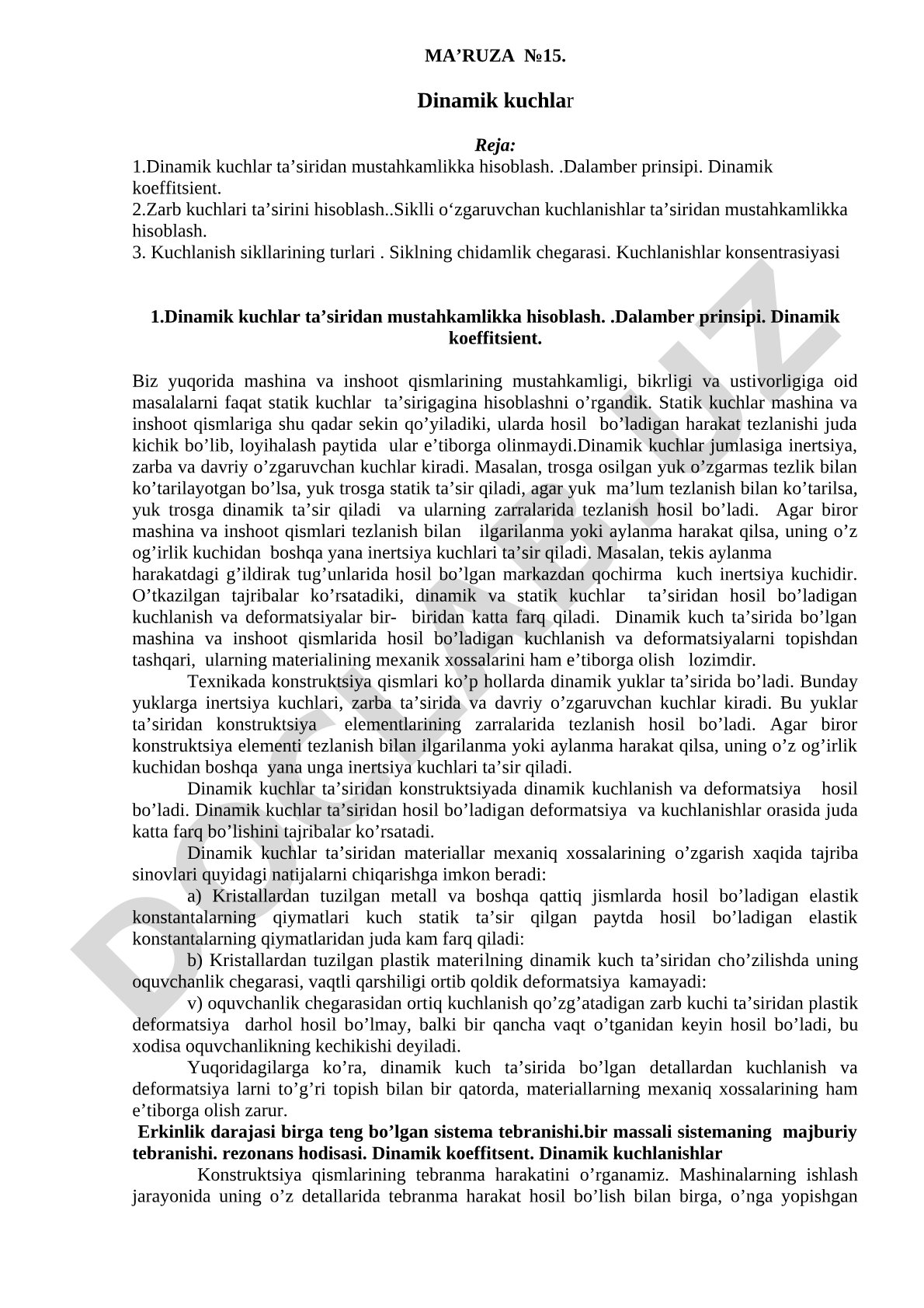 Dinamik kuchlar
