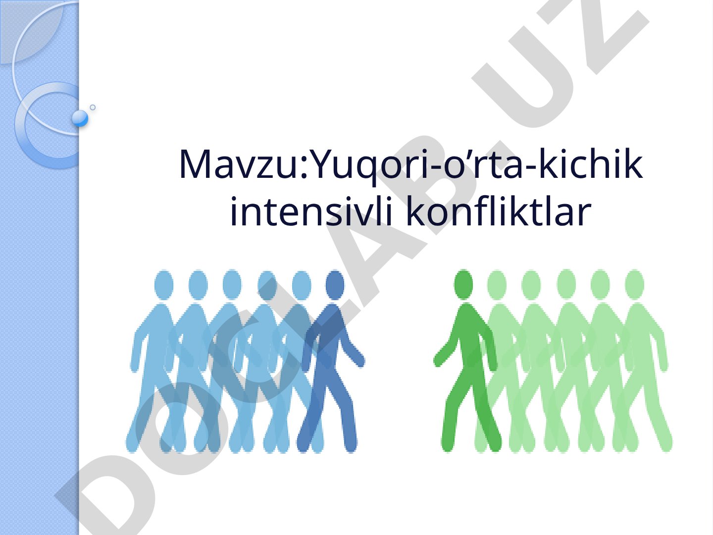 Konfliktlarning intensivlik darajalari bo'yicha tasnifi, misollar bilan