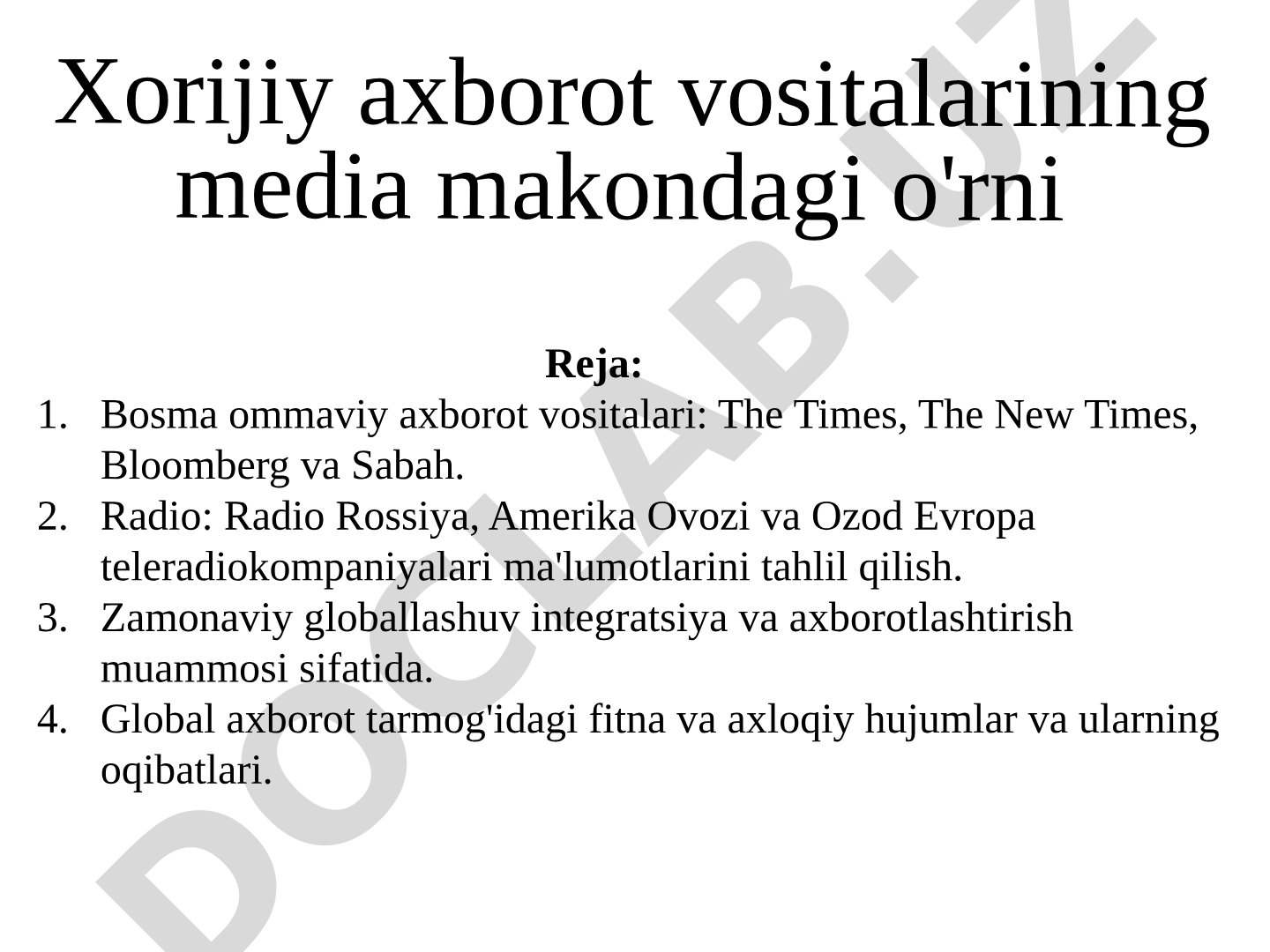 Xorijiy axborot vositalarining media makondagi o'rni