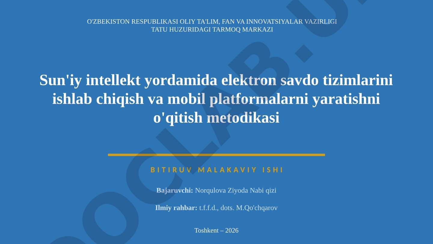 Sun'iy intellekt yordamida elektron savdo tizimlarini ishlab chiqish va mobil platformalarni yaratishni o'qitish metodikasi