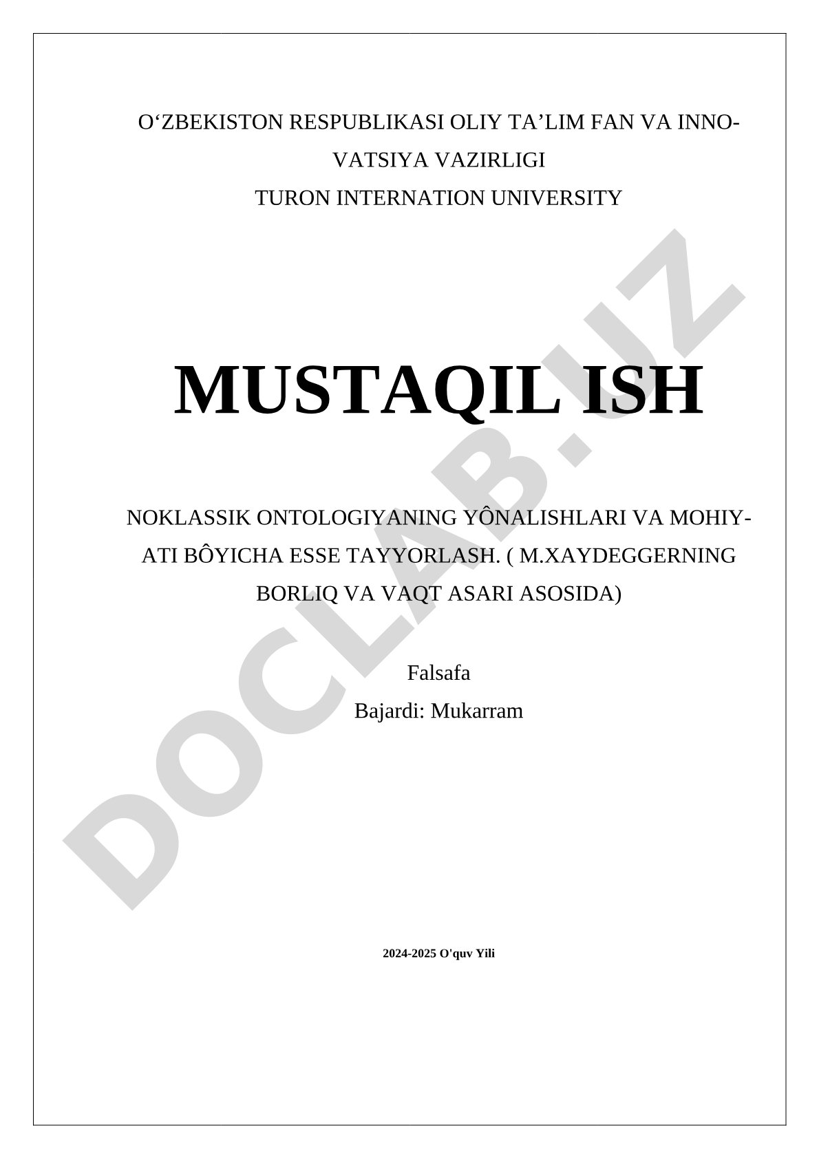 Noklassik ontologiyaning yo'nalishlari va mohiyati