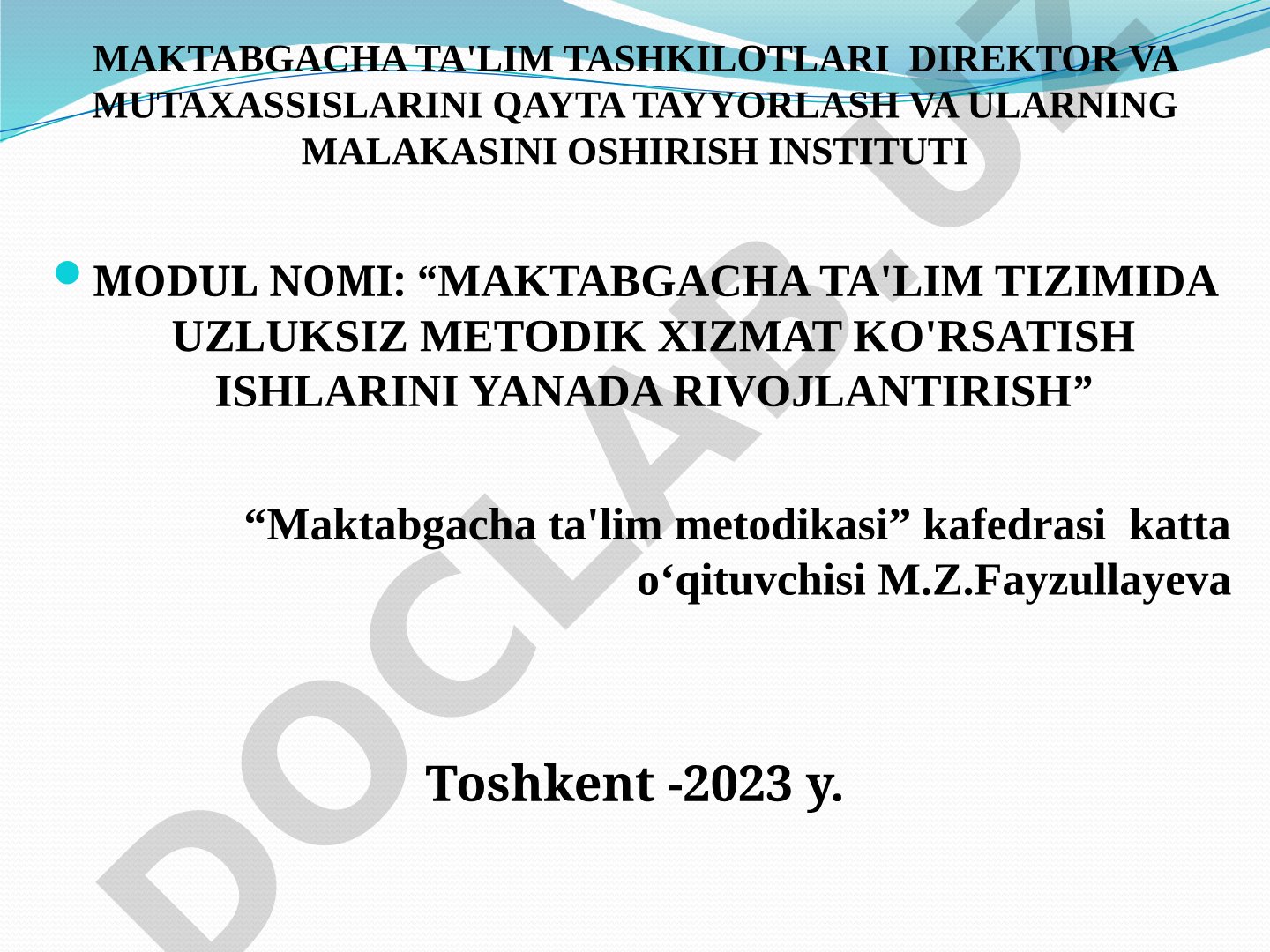 Maktabgacha taʼlim tashkiloti tarbiyachisining metodik ish hujjatlarini yuritish tartibi