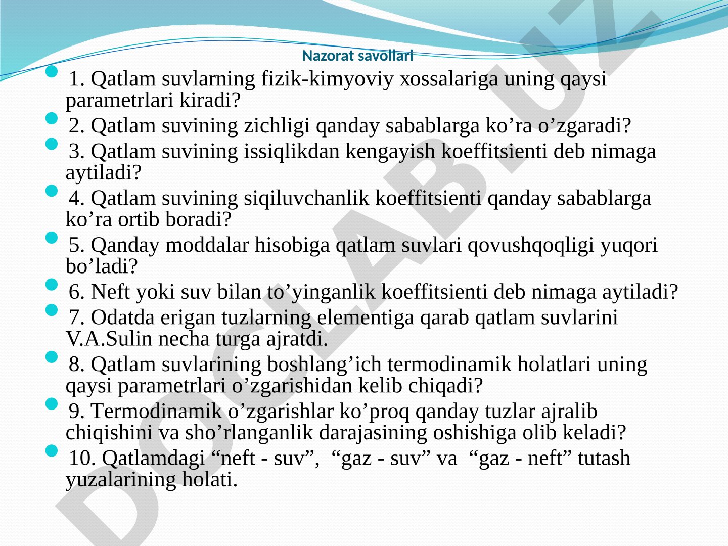 Uglevodorod sistemalarining fazaviy holatlari