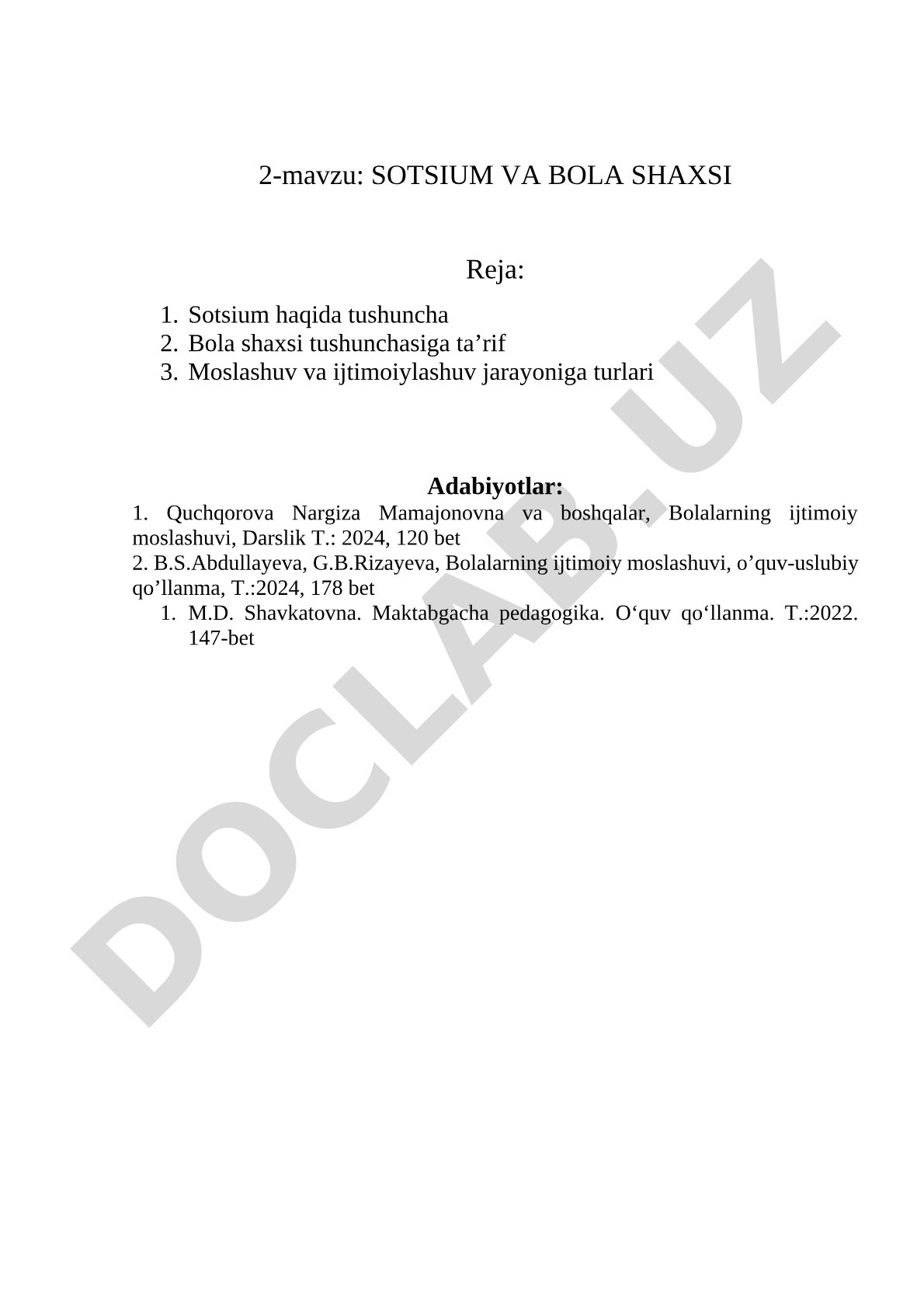 SOTSIUM VA BOLA SHAXSI