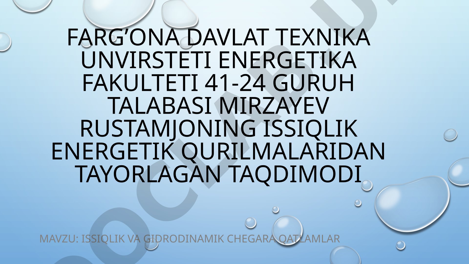 Issiqlik va gidrodinamik chegara qatlamlar
