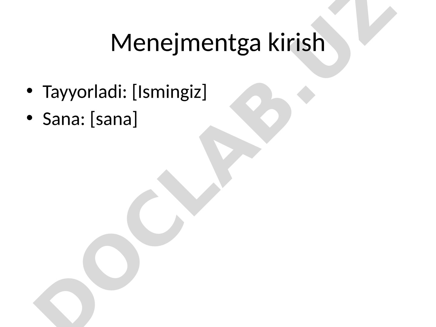 Menejmentga kirish