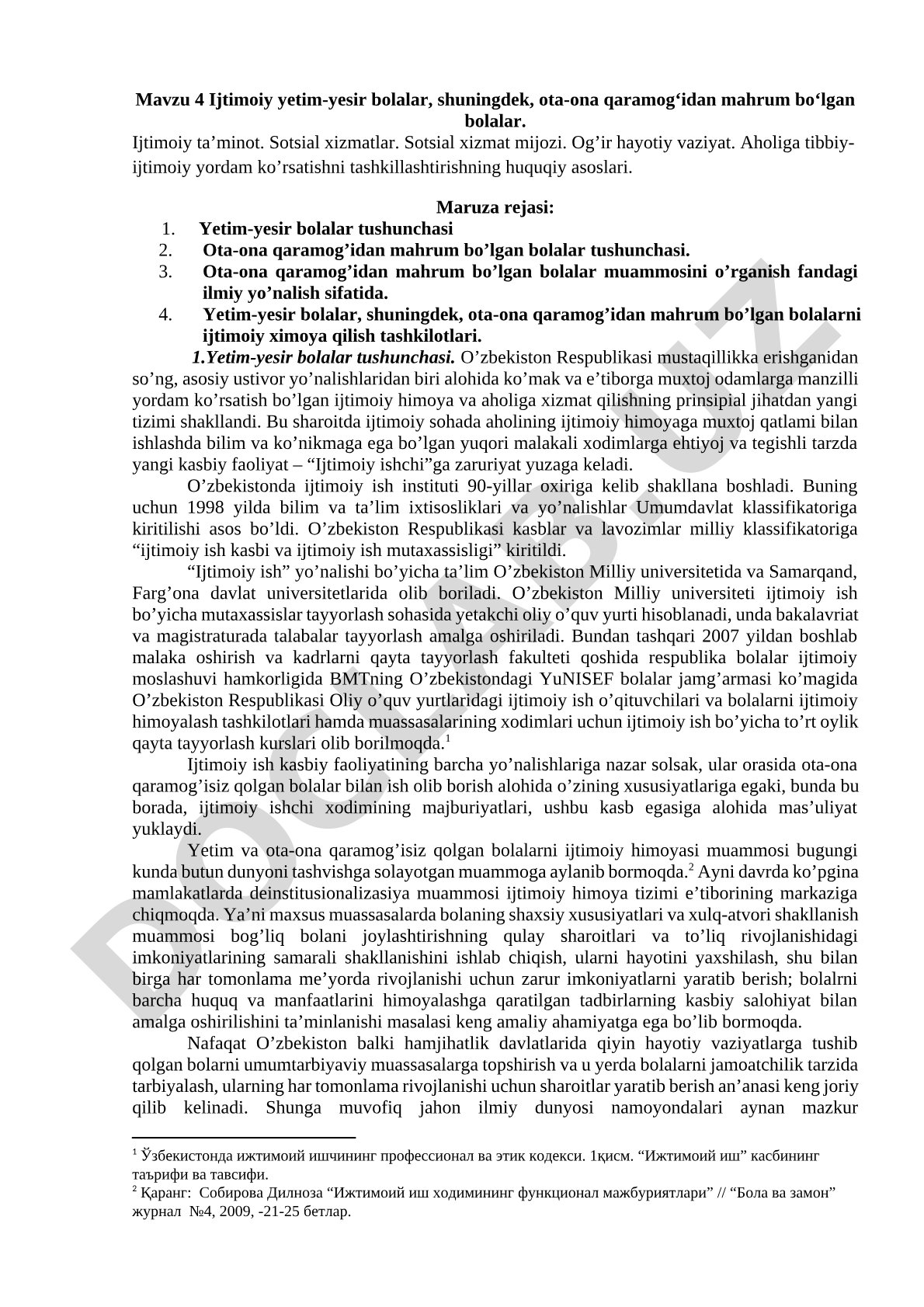 Ijtimoiy yetim-yesir bolalar va ota-ona qaramog'idan mahrum bo'lgan bolalar