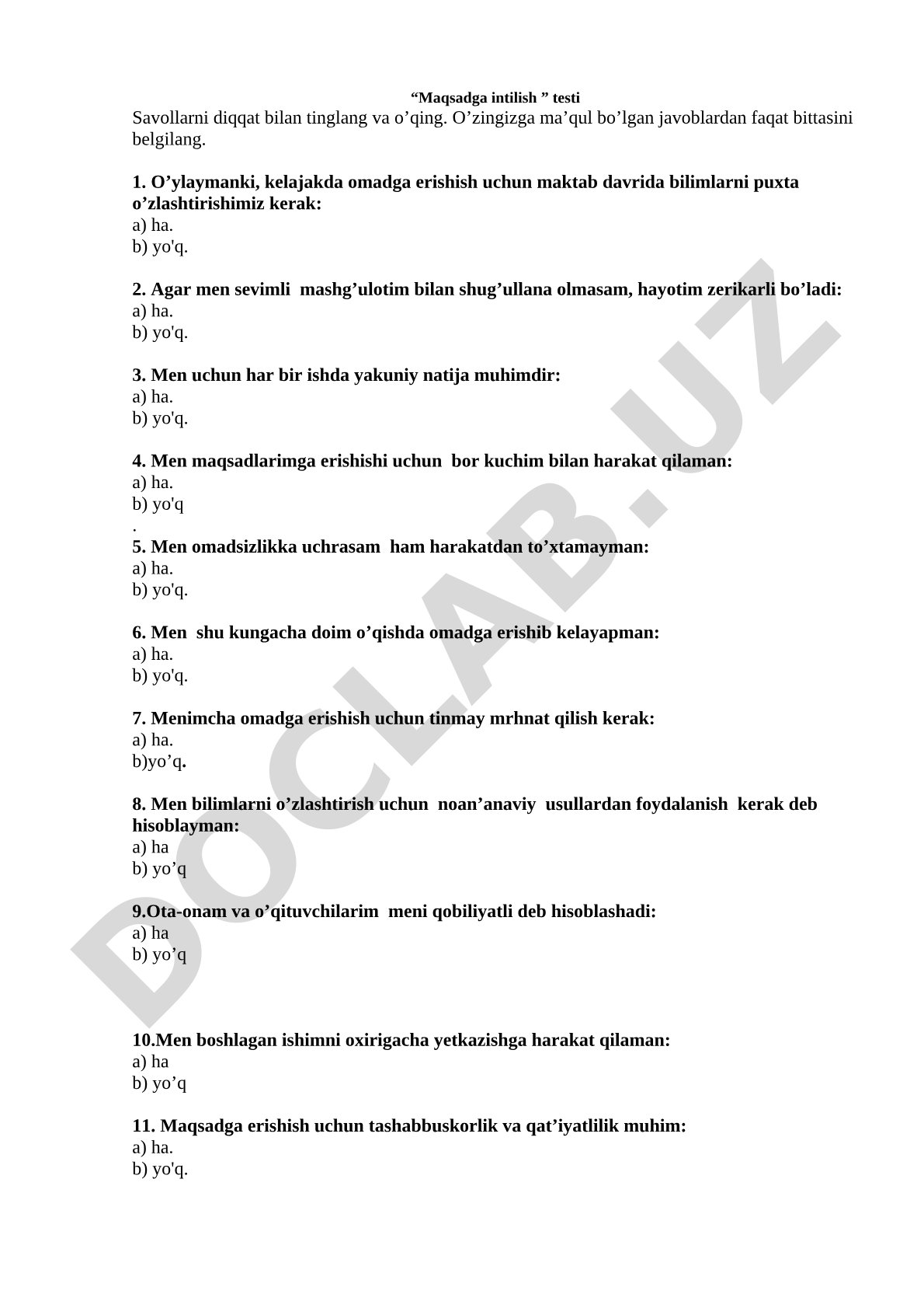 Maqsadga intilish testi