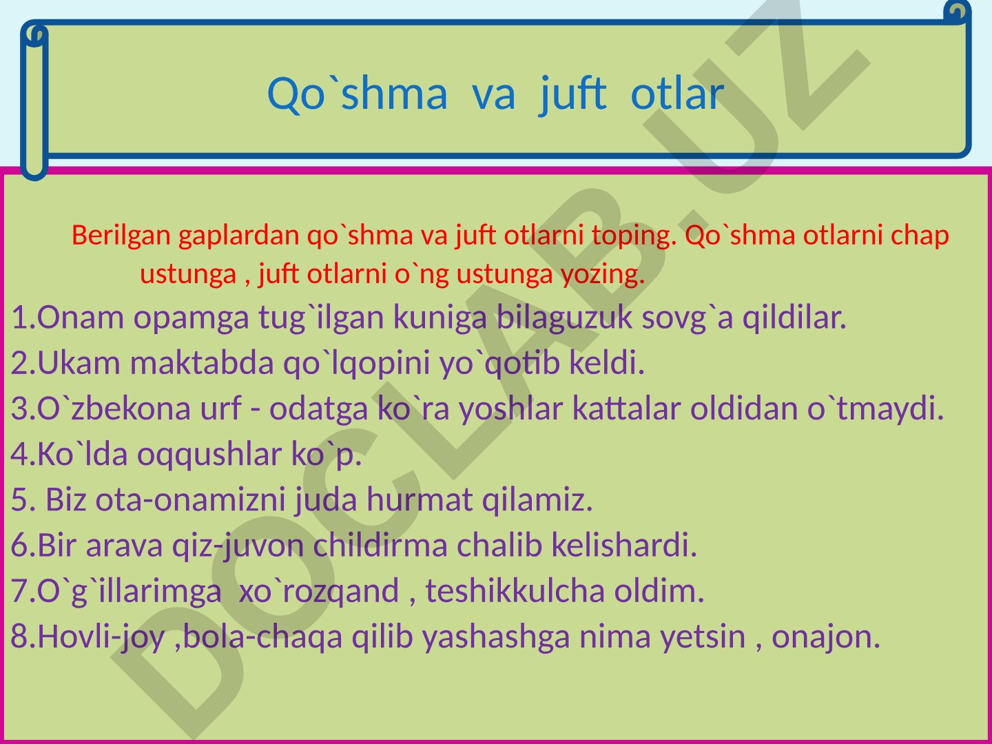 Qo'shma va juft otlarni topish