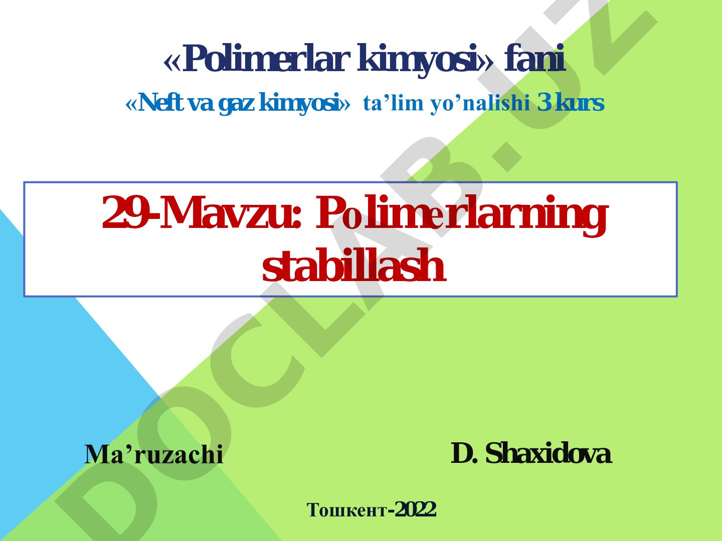Polimerlarning stabillash