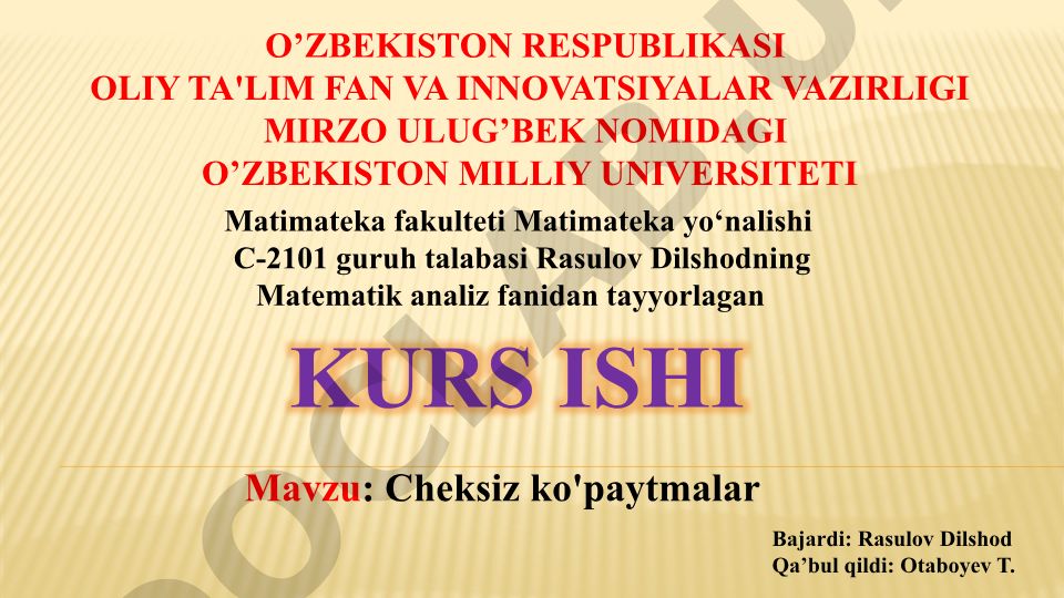Cheksiz ko'paytmalar