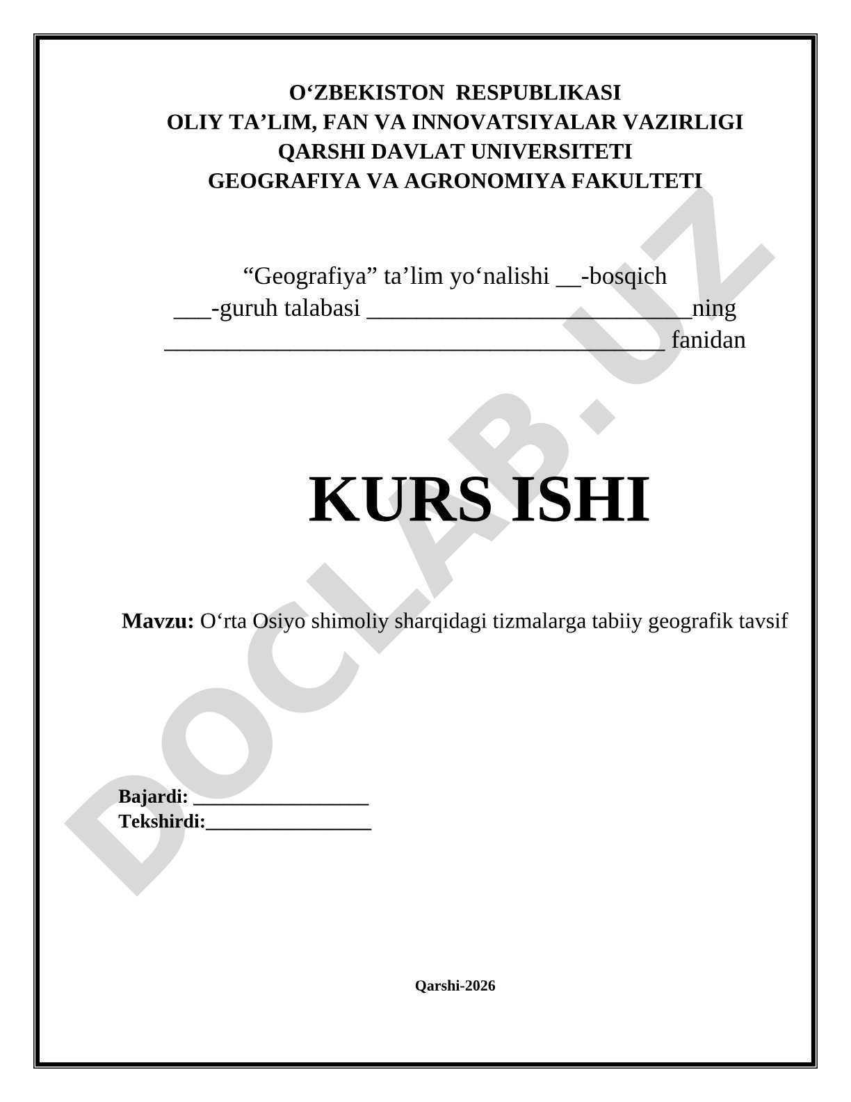 Oʻrta Osiyo shimoliy sharqidagi tizmalarga tabiiy geografik tavsif