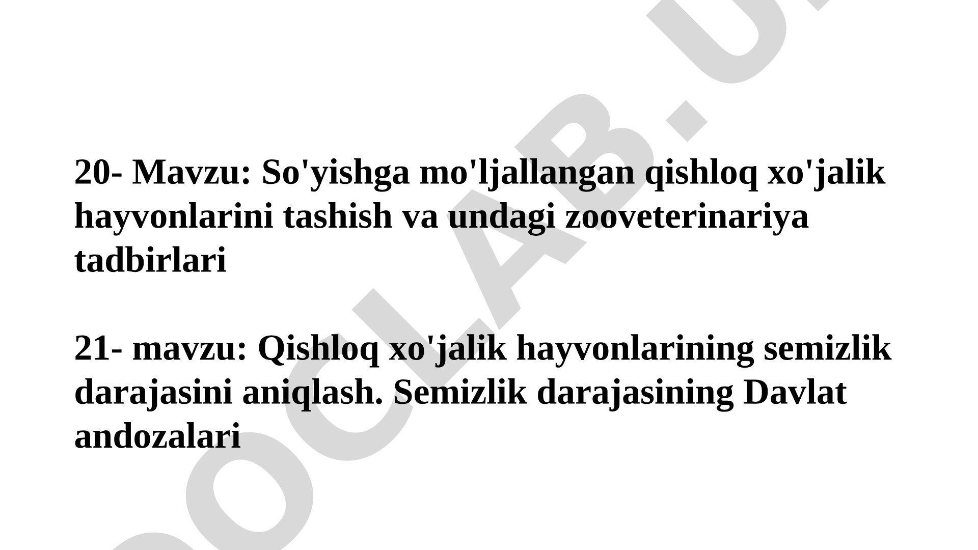 So'yishga mo'ljallangan qishloq хo'jalik hayvonlarini tashish va undagi zooveterinariya tadbirlari