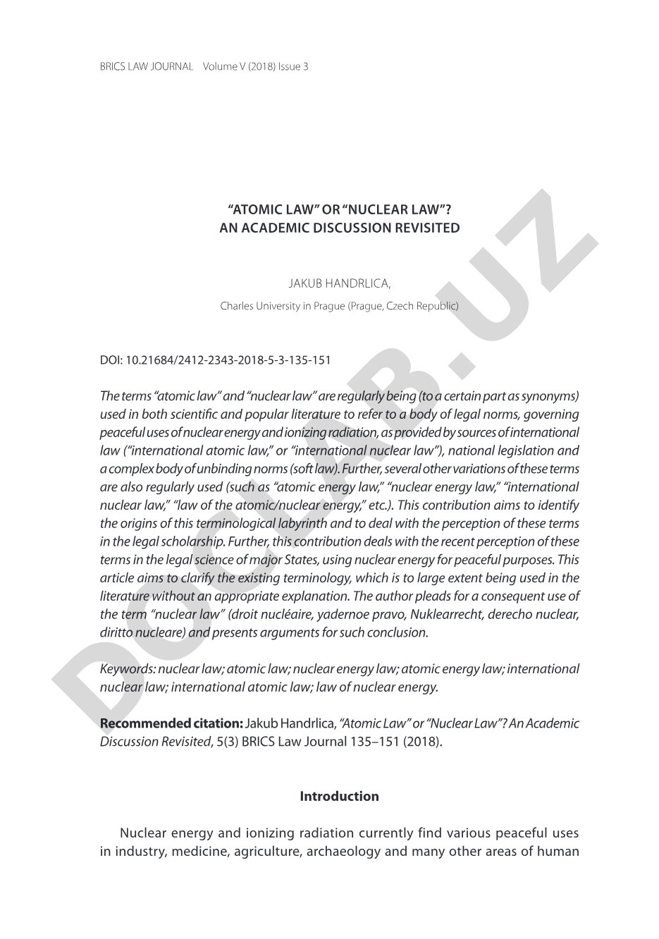 Atomic Law or Nuclear Law? An Academic Discussion Revisited