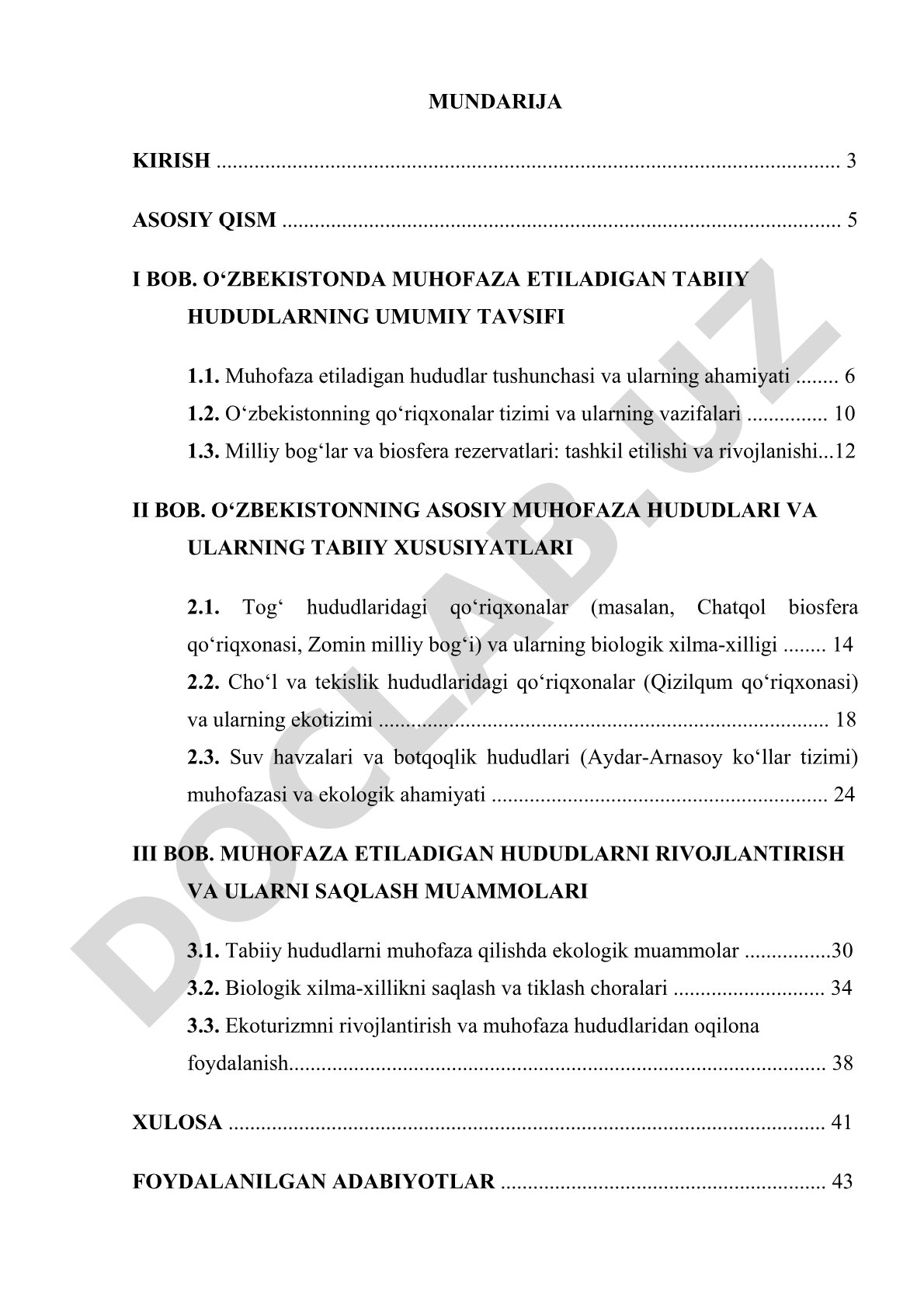 O‘zbekistonda muhofaza etiladigan tabiiy hududlar