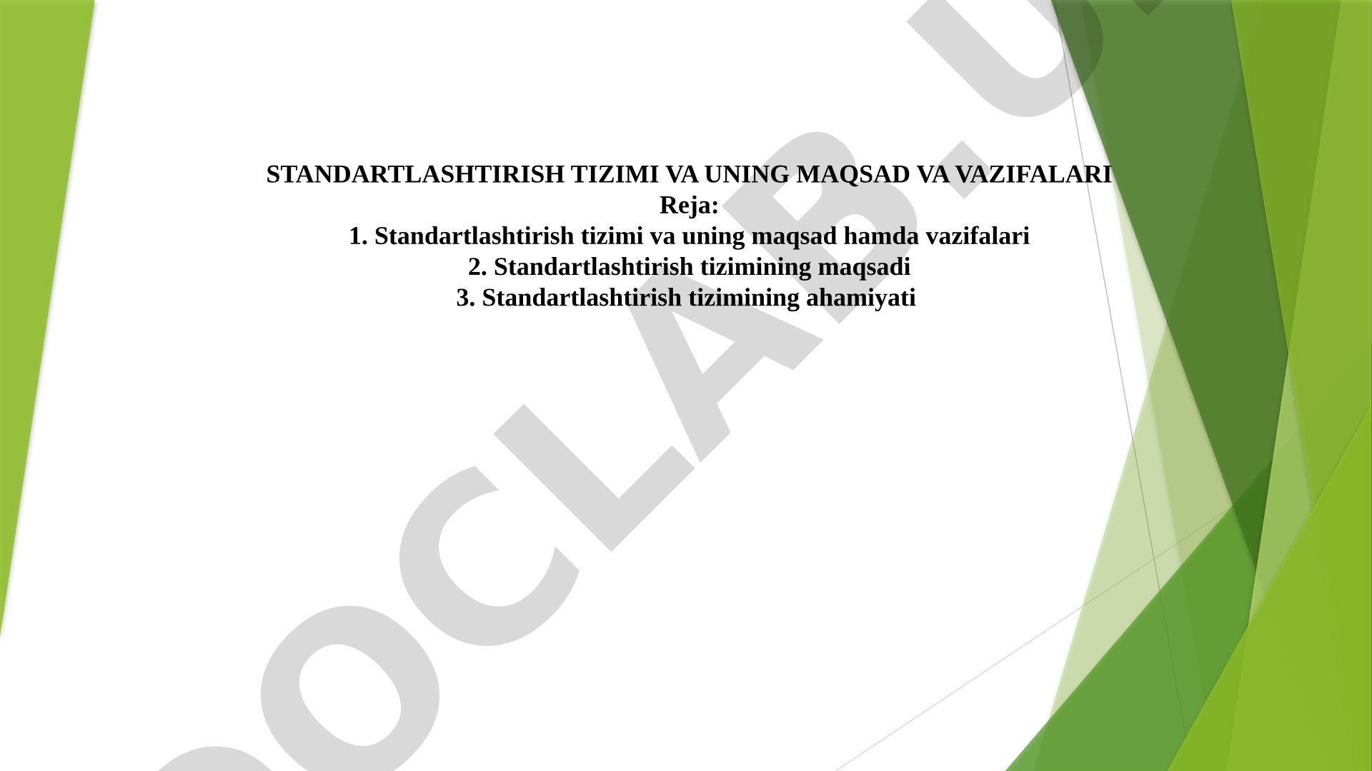 Standartlashtirish tizimi va uning maqsad va vazifalari