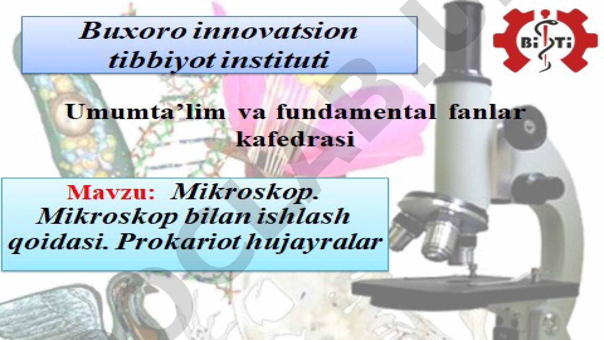 Mikroskop. Mikroskop bilan ishlash qoidasi. Prokariot hujayralar