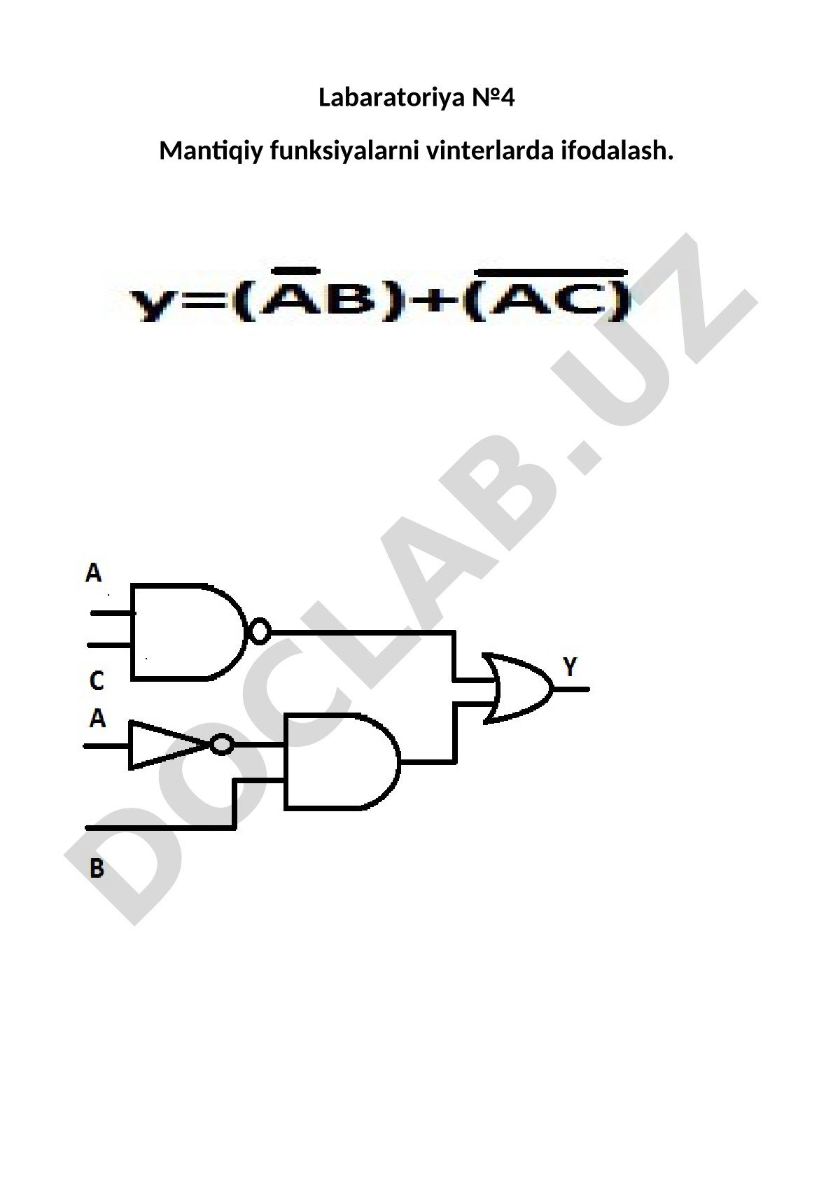 Labaratoriya №4 Mantiqiy funksiyalarni vinterlarda ifodalash