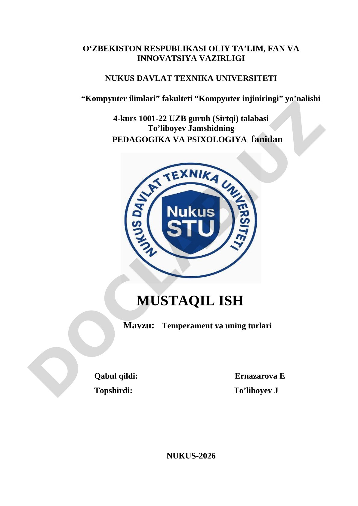 Temperament va uning turlari