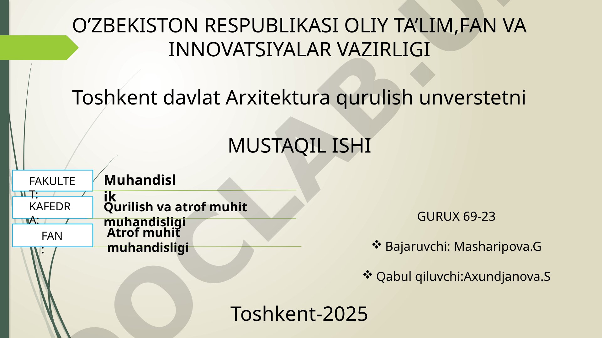 Yopiq aylanuvchi suv tizimlari va suv tozalash inshootlari
