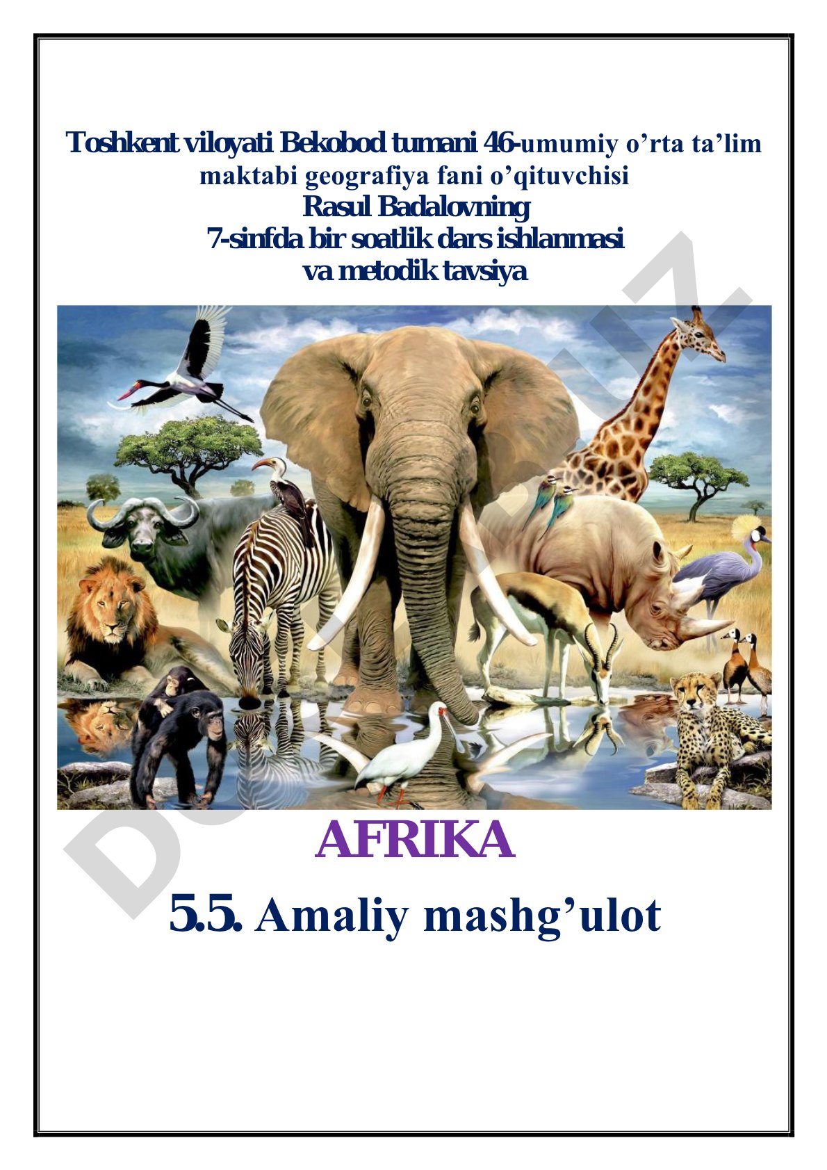 Afrika 5.5. Amaliy mashg'ulot
