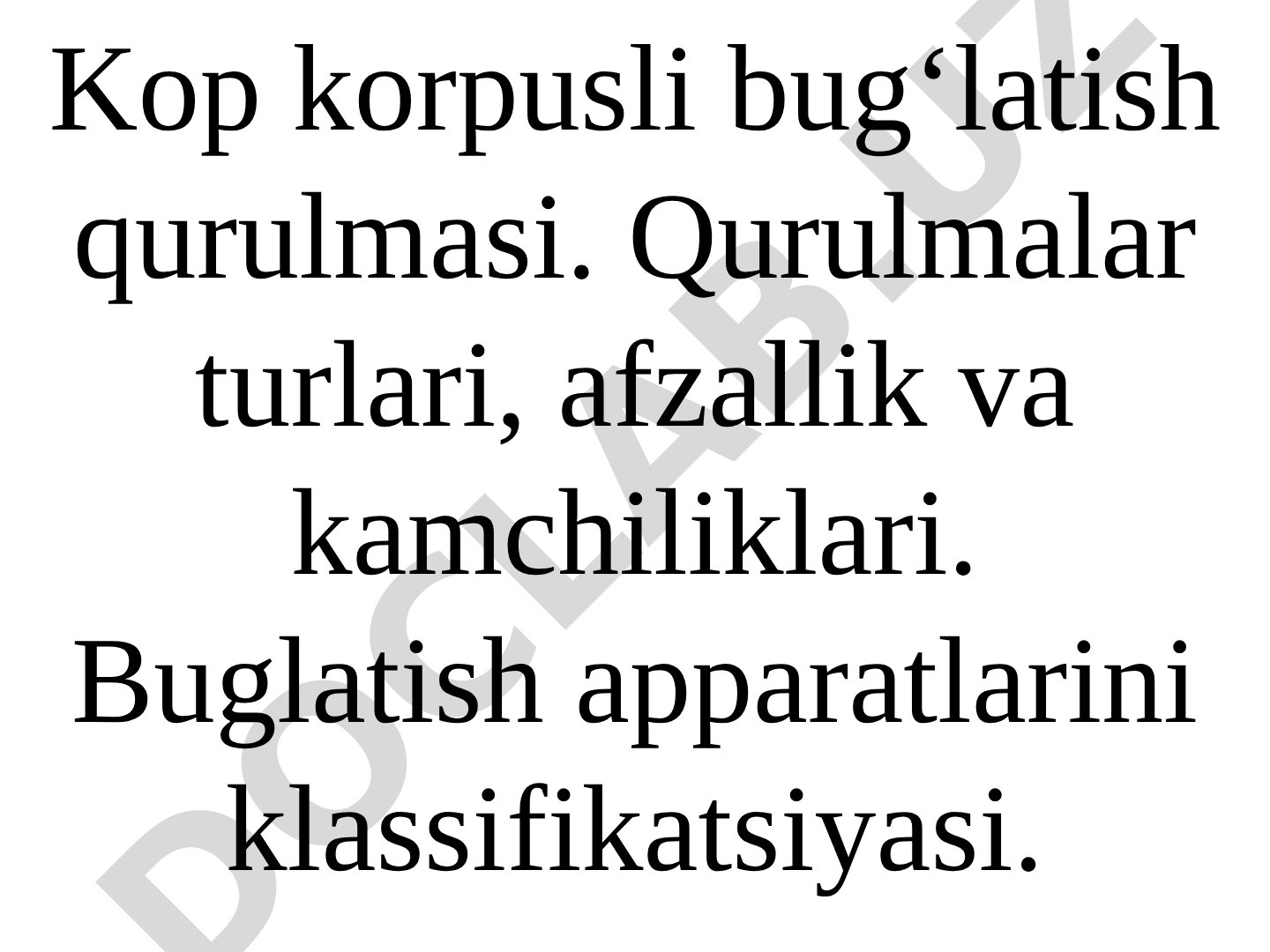 Kop korpusli bug‘latish qurulmasi