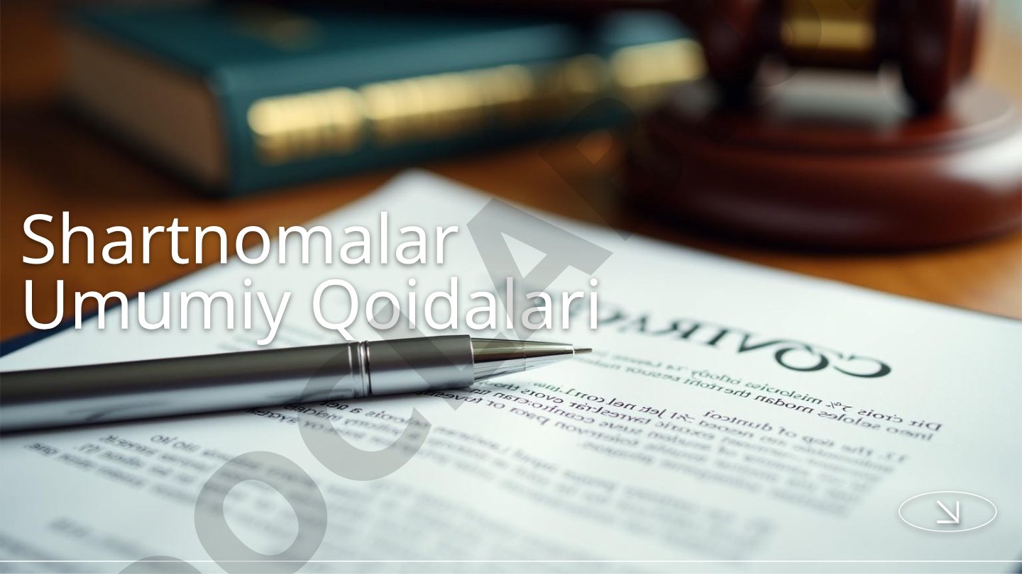 Shartnoma tushunchasi, turlari va umumiy qoidalariga oid taqdimot