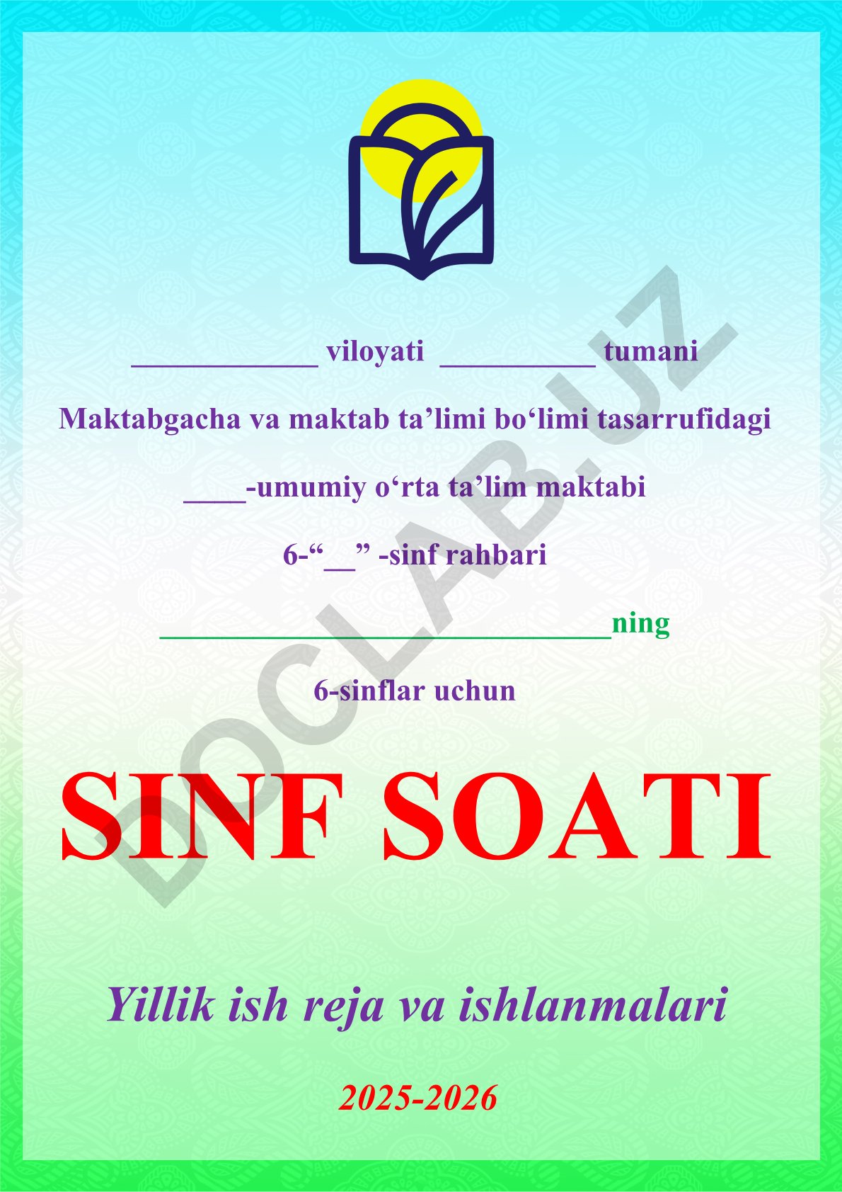 6-sinf sinf soati ish reja konspekti