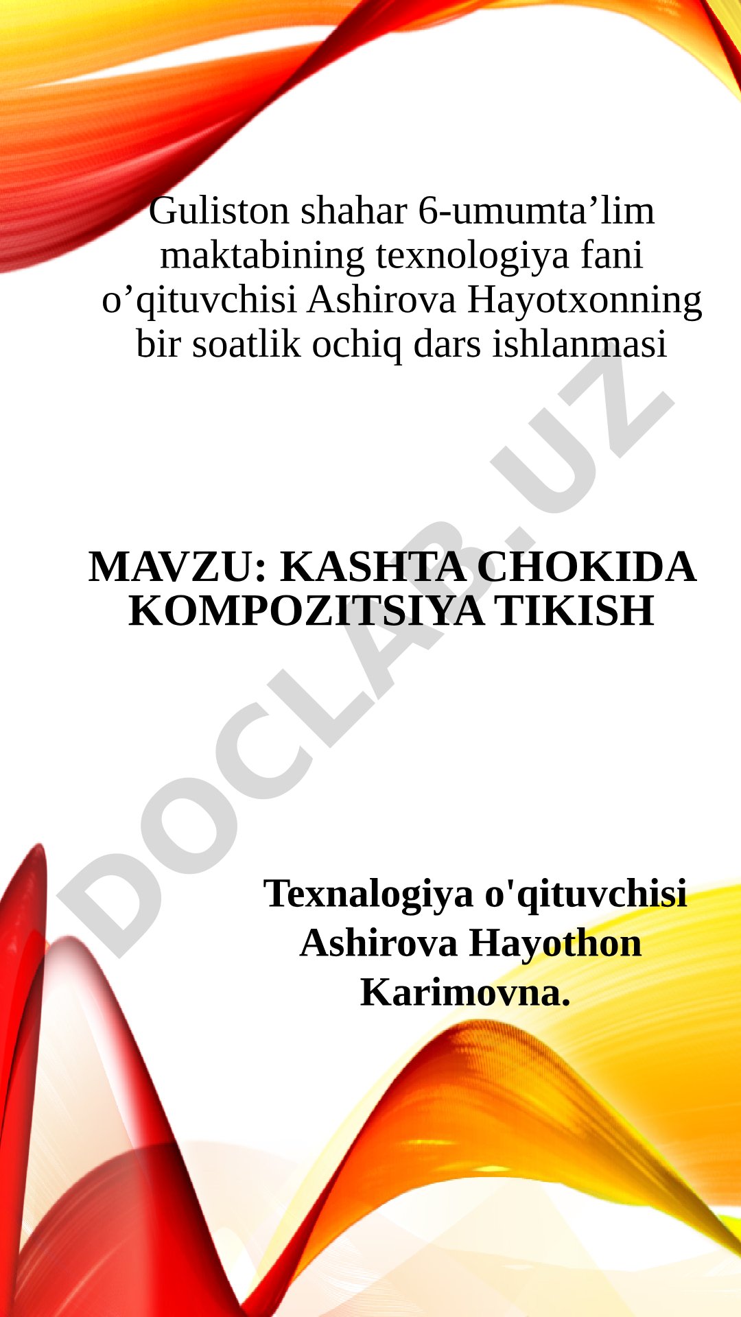 KASHTA CHOKIDA KOMPOZITSIYA TIKISH Sana: 26