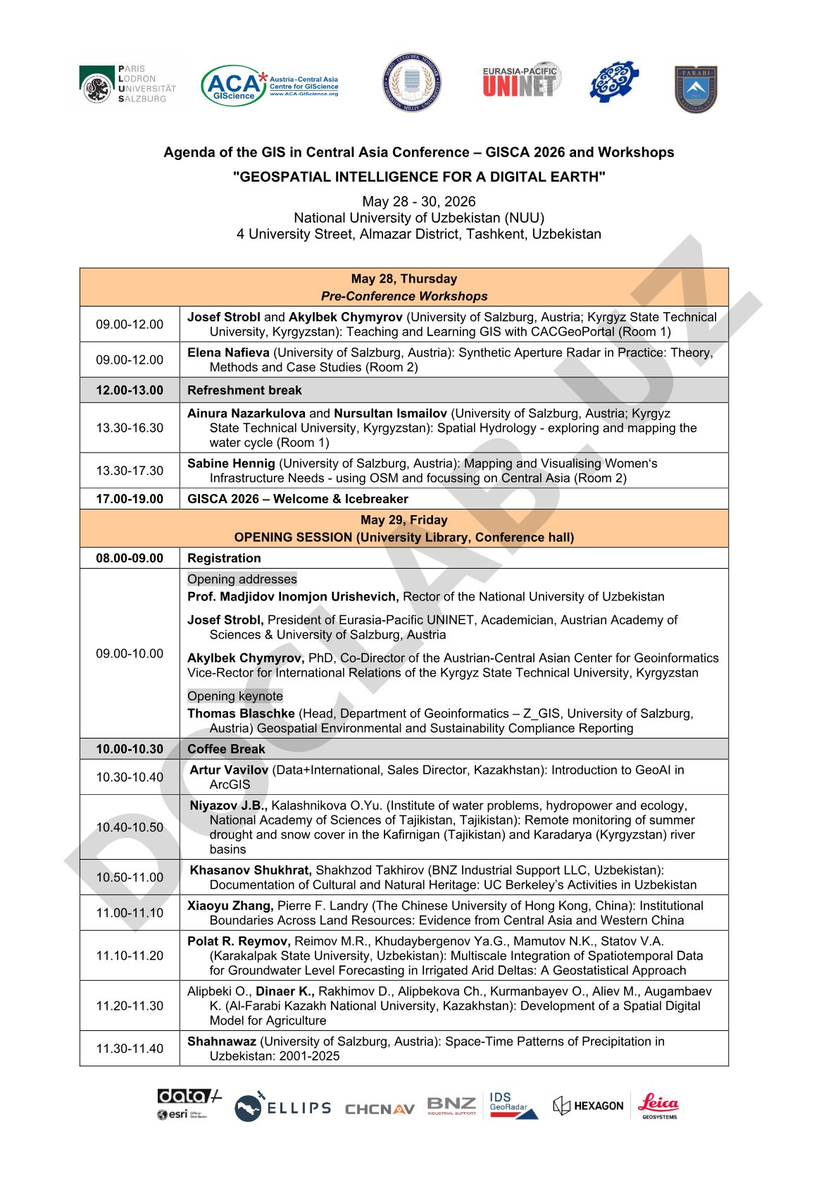 GISCA 2026 Conference and Workshops: Geospatial Intelligence for a Digital Earth