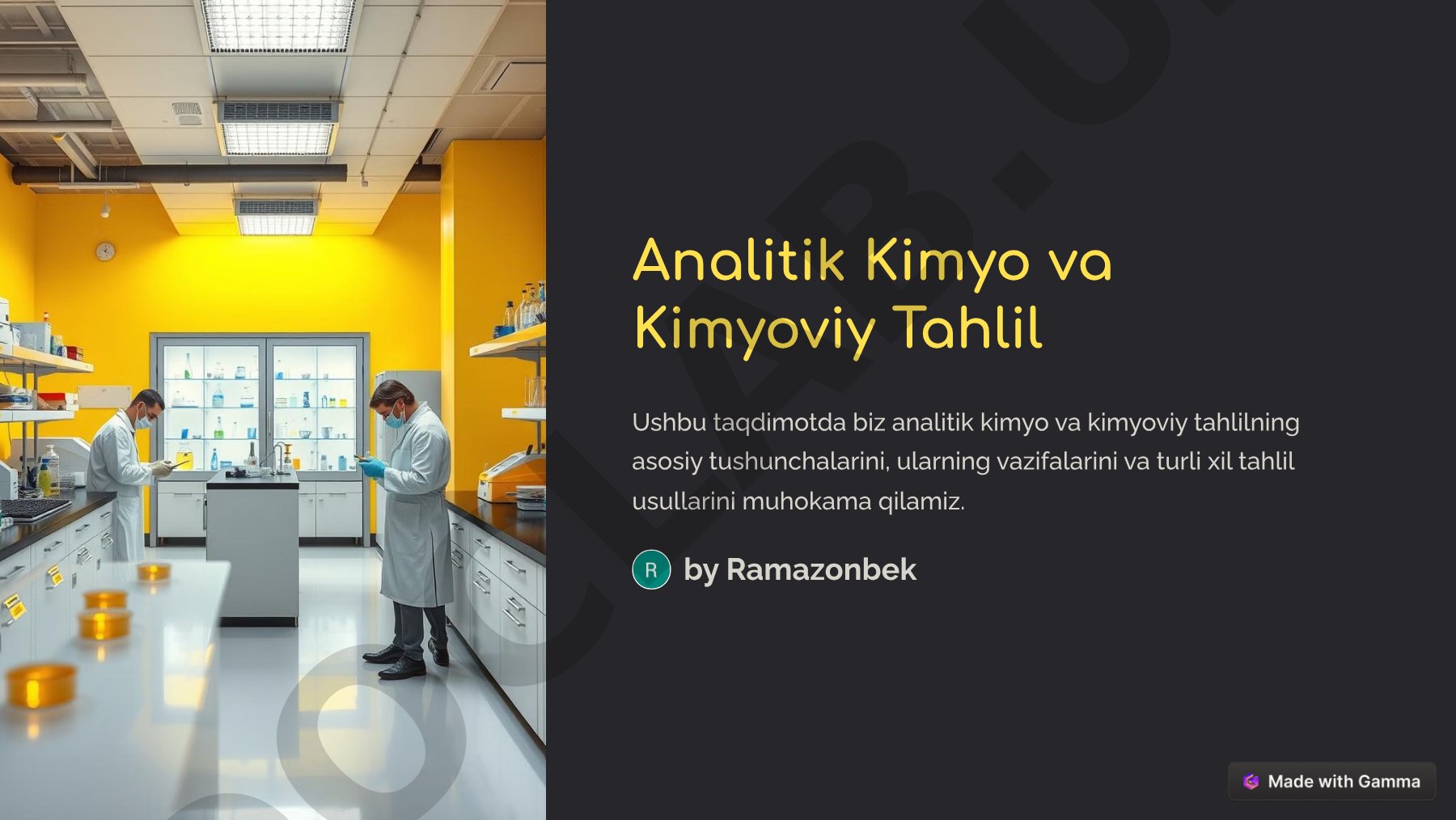 Analitik Kimyo va Kimyoviy Tahlil asosiy tushunchalari