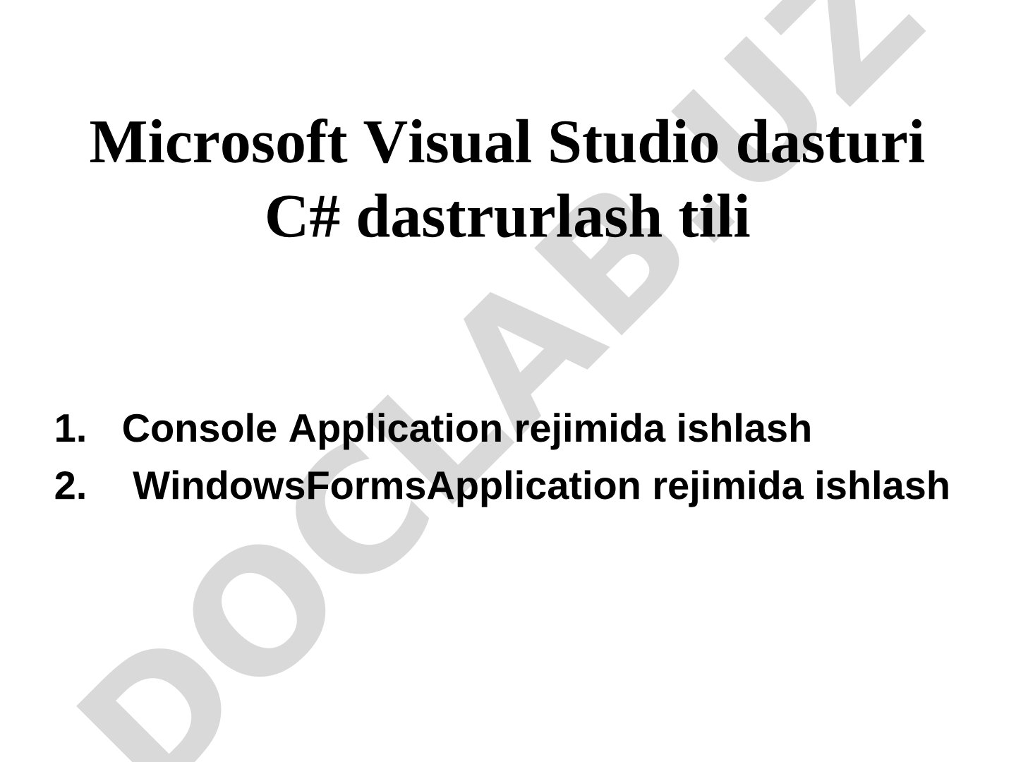 C# dasturlash tilida asosiy tushunchalar