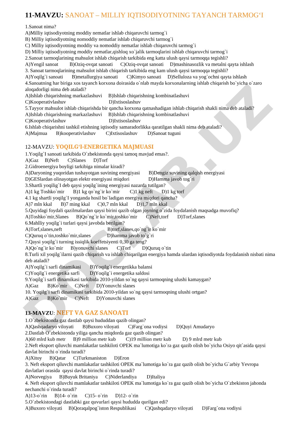 Sanoat – milliy iqtisodiyotning tayanch tarmog'i