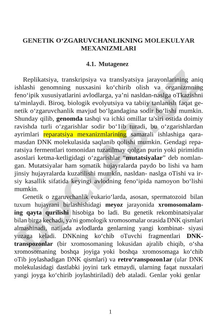 Genetik o'zgaruvchanlikning molekulyar mexanizmlari