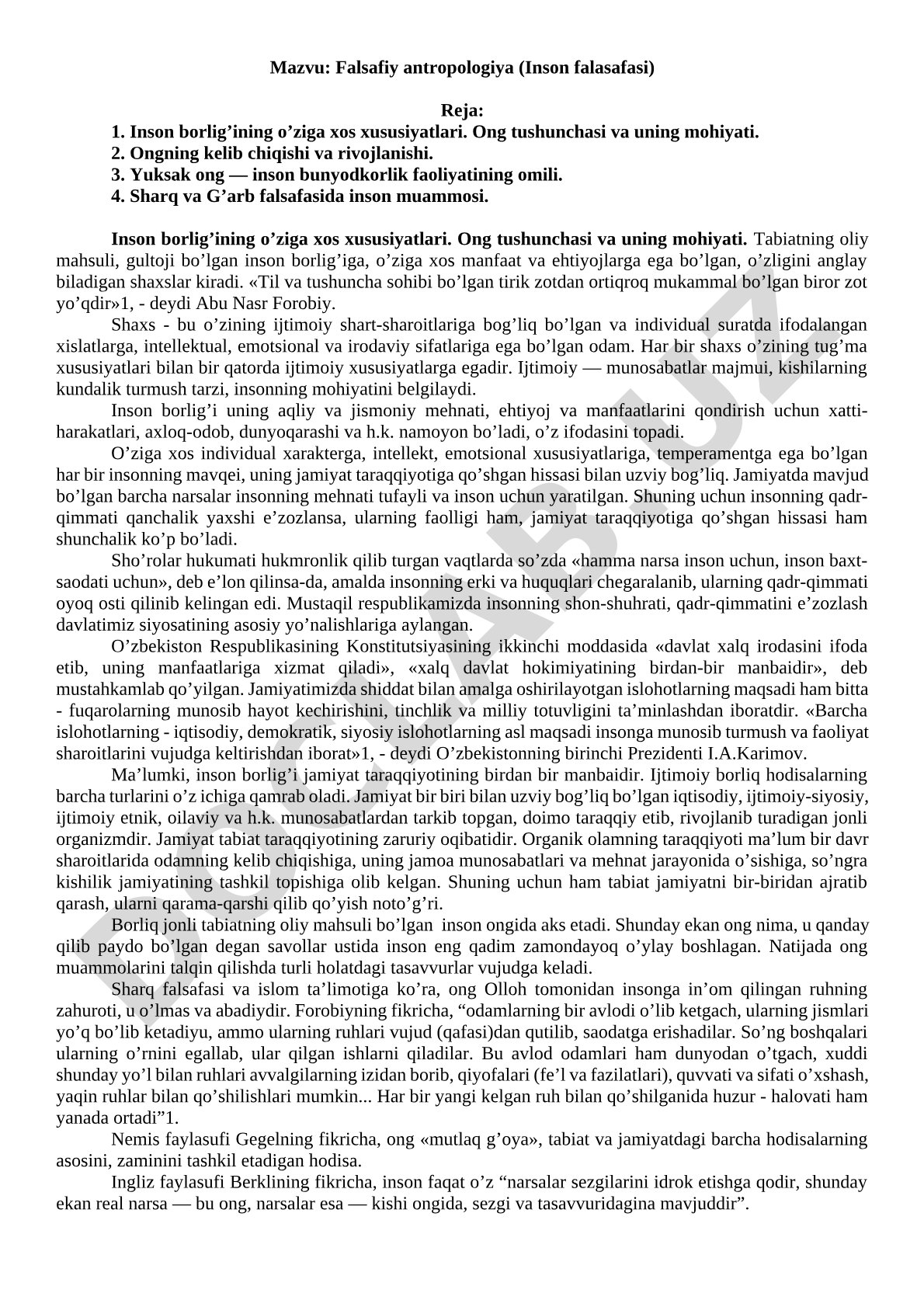 Falsafiy antropologiya (Inson falasafasi)