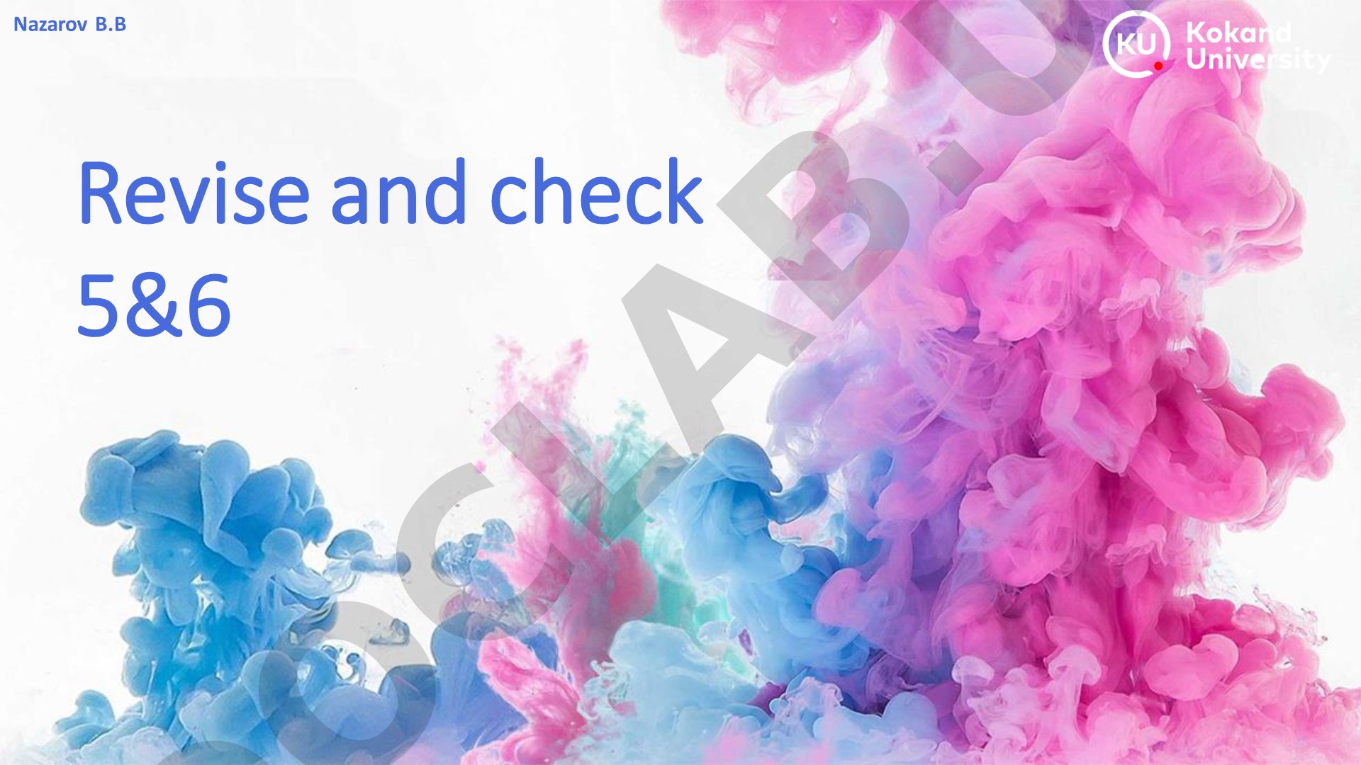 Revise and check 5&6 Nazarov B.B Lesson Plan