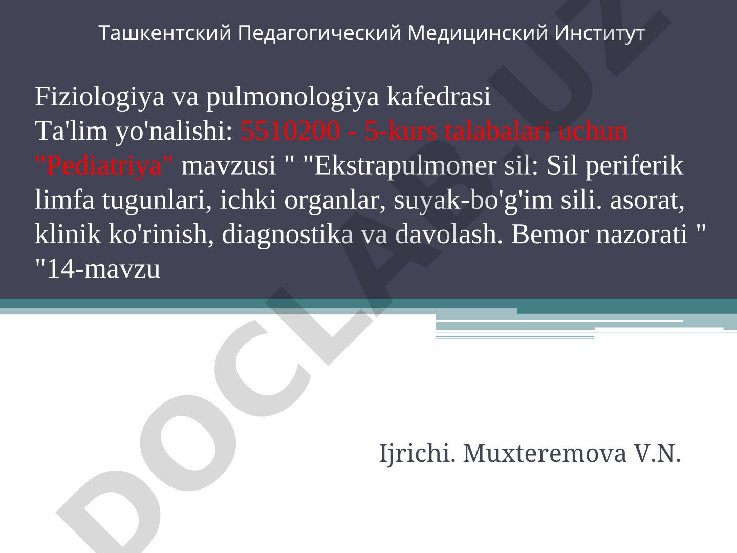 Ekstrapulmoner sil: periferik limfa tugunlari, ichki organlar, suyak-bo'g'im sili