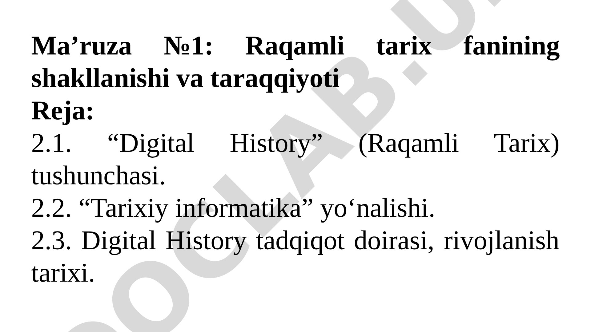 Raqamli tarix fanining shakllanishi va taraqqiyoti