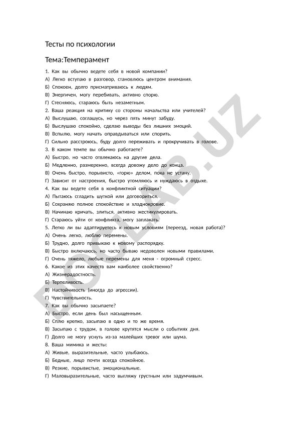 Temperament testlari