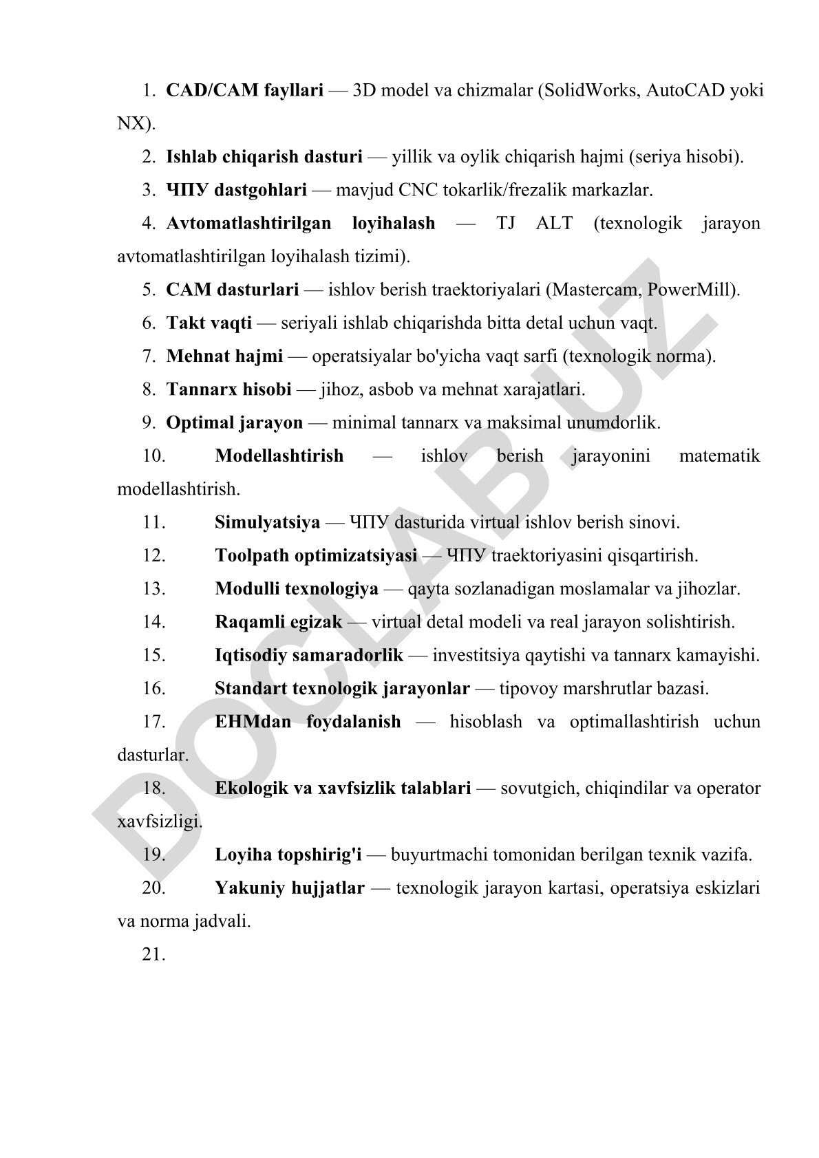 CAD/CAM fayllari va ishlab chiqarish jarayonlari