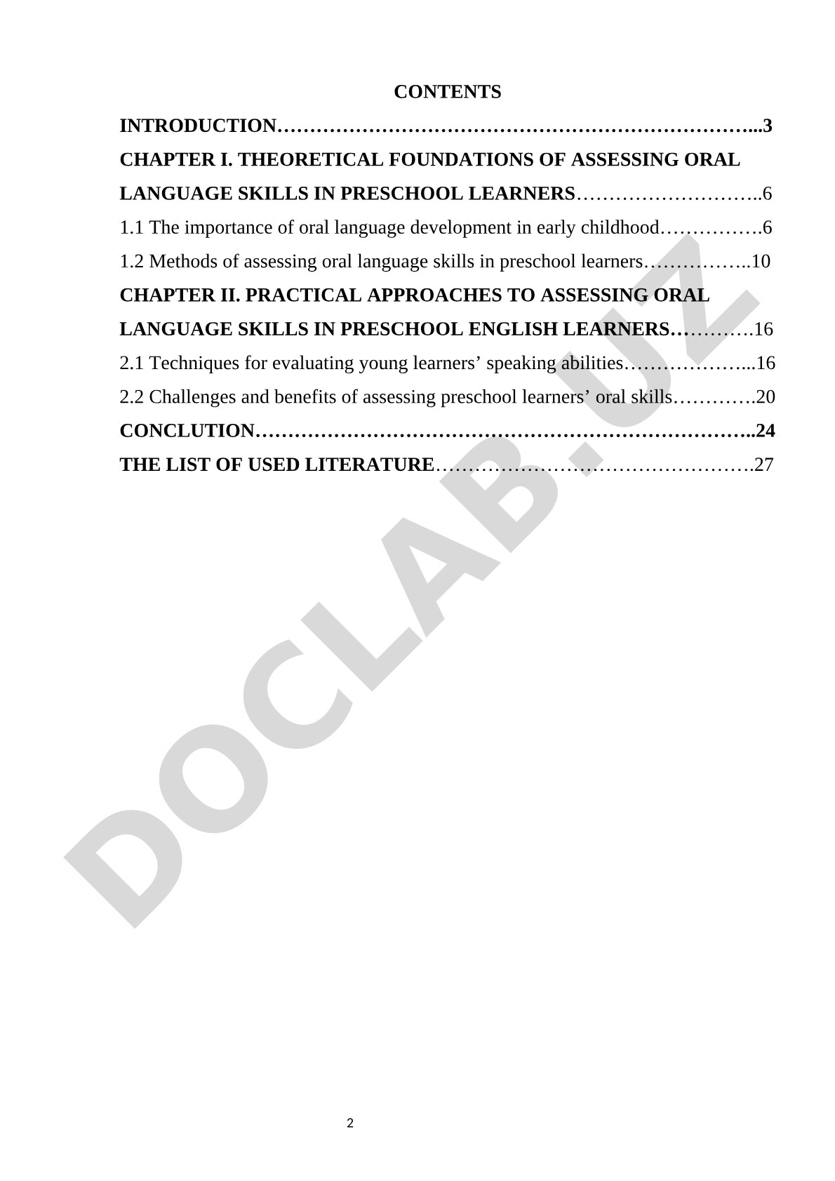 Assessing Oral Language Skills in Preschool English Language Learners