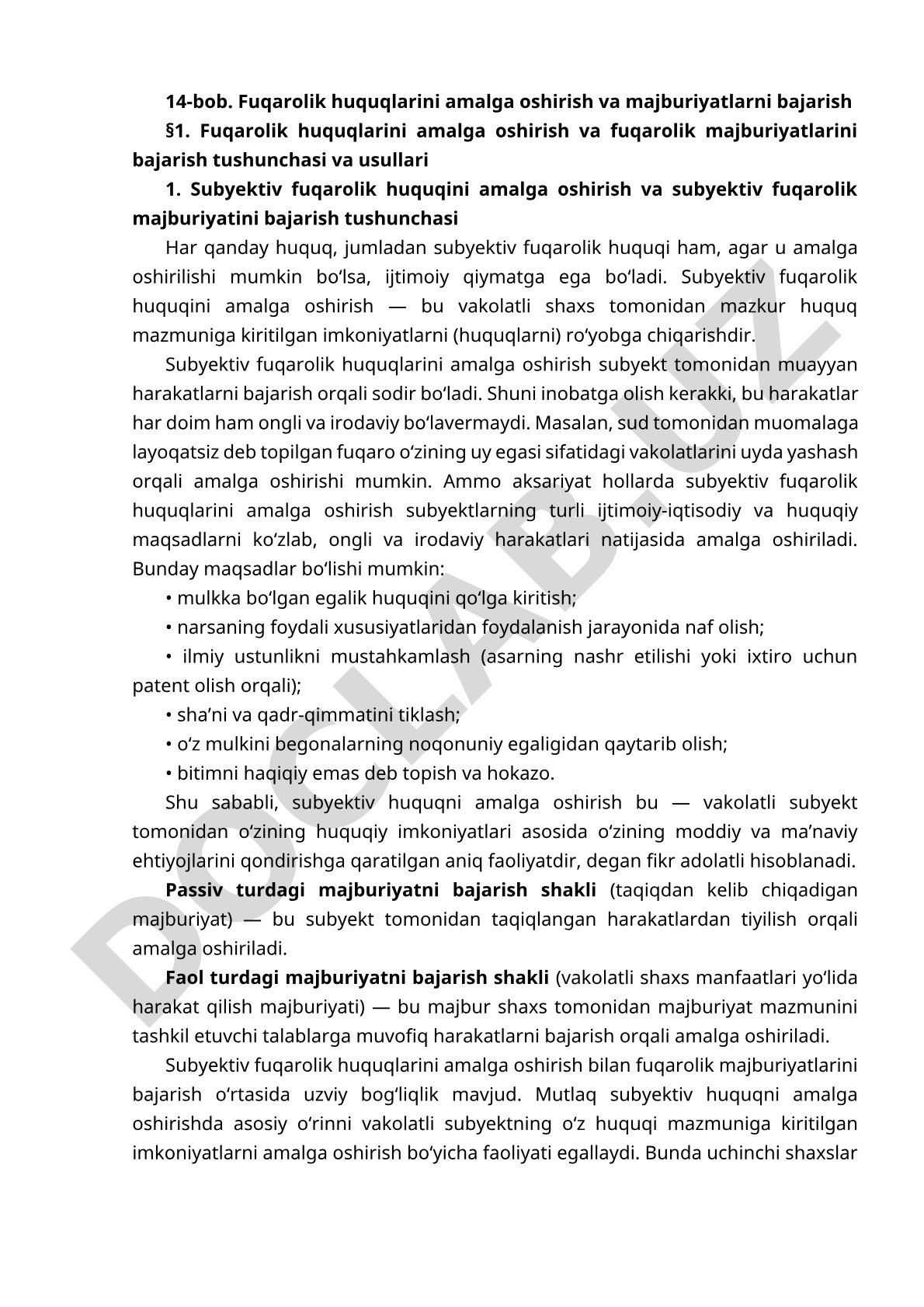 Fuqarolik huquqlarini amalga oshirish va majburiyatlarni bajarish